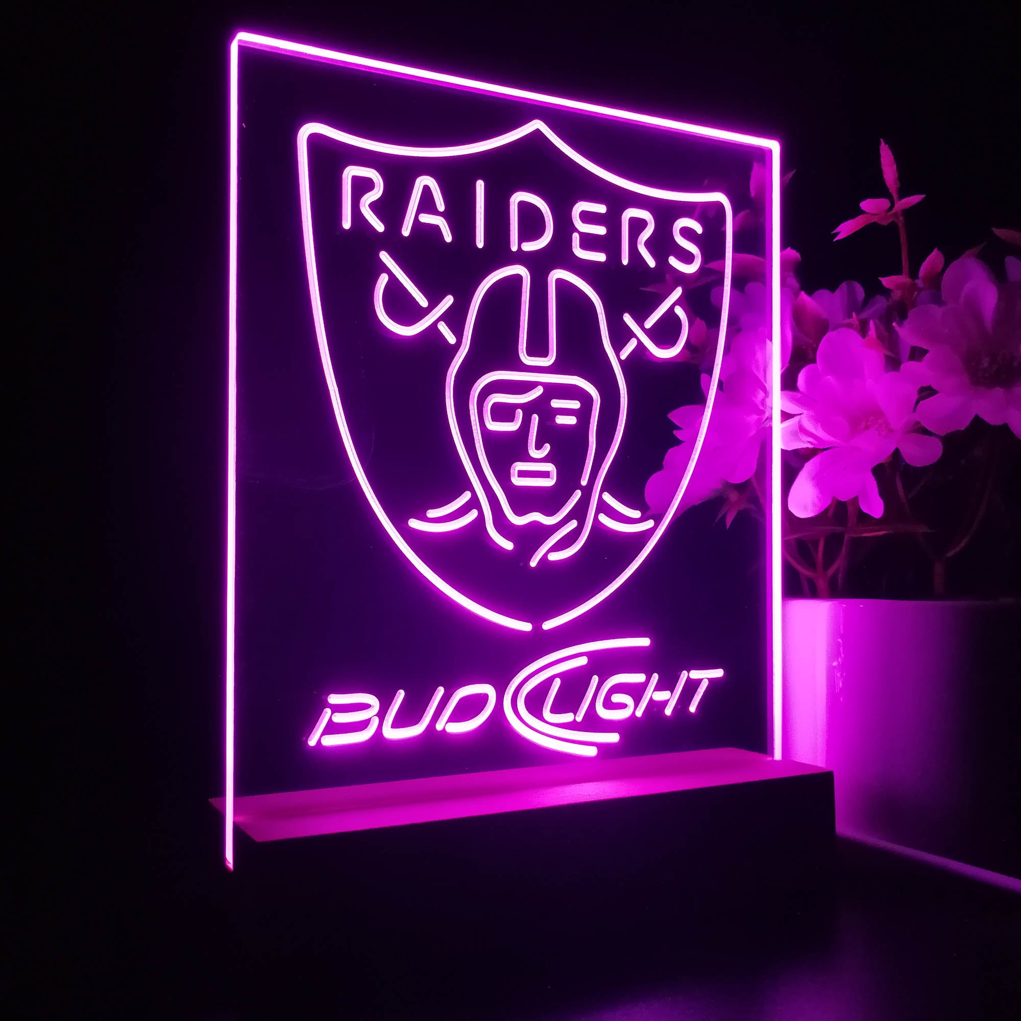 Bud Light Oakland Raiders 3D LED Optical Illusion Sport Team Night Light