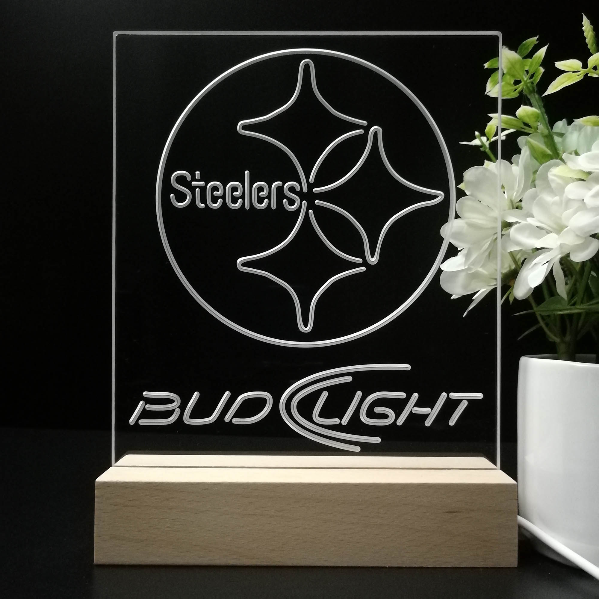 Bud Light Pittsburgh Steelers 3D LED Optical Illusion Sport Team Night Light
