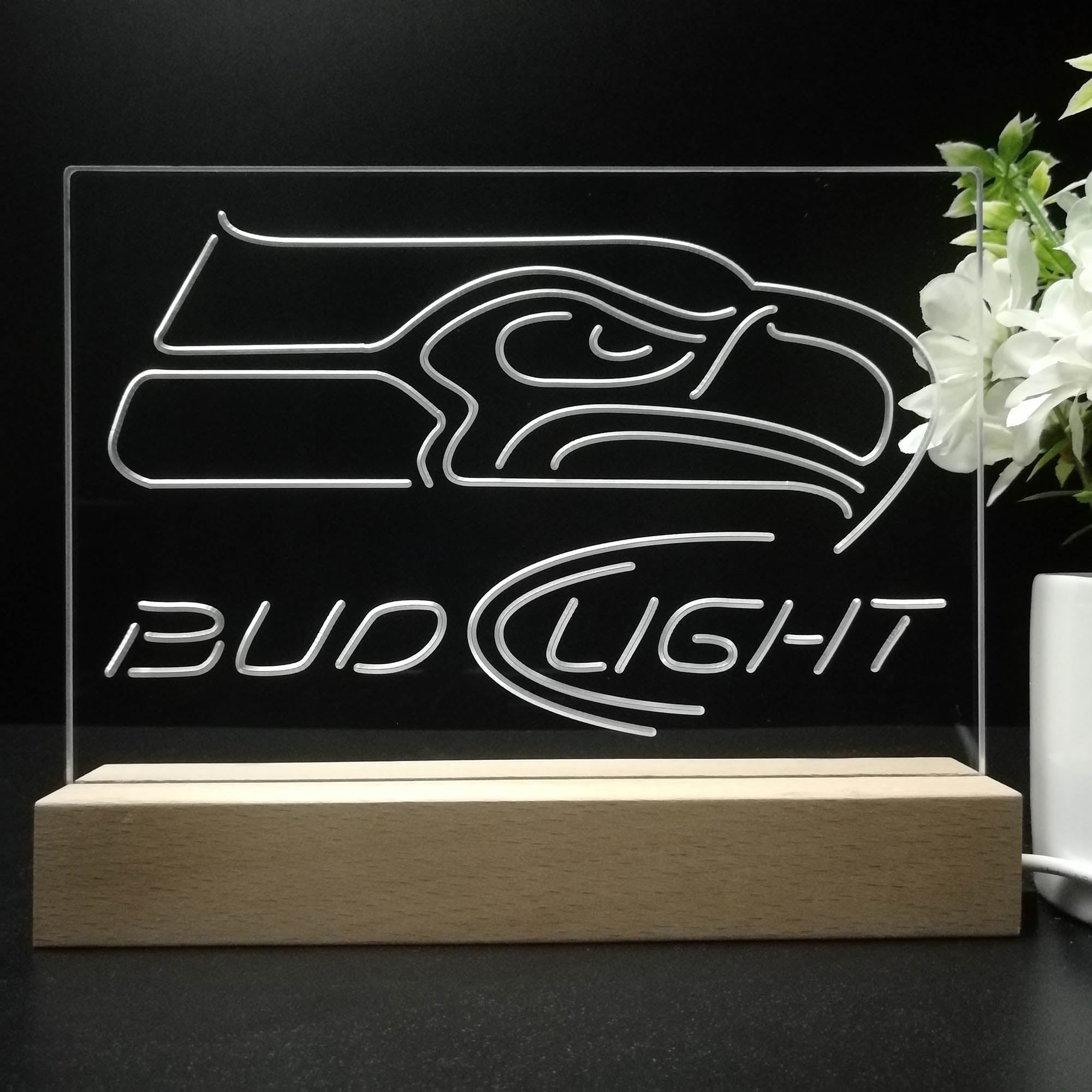 Bud Light Seattle Seahawks Sport Team Night Light 3D Illusion Lamp