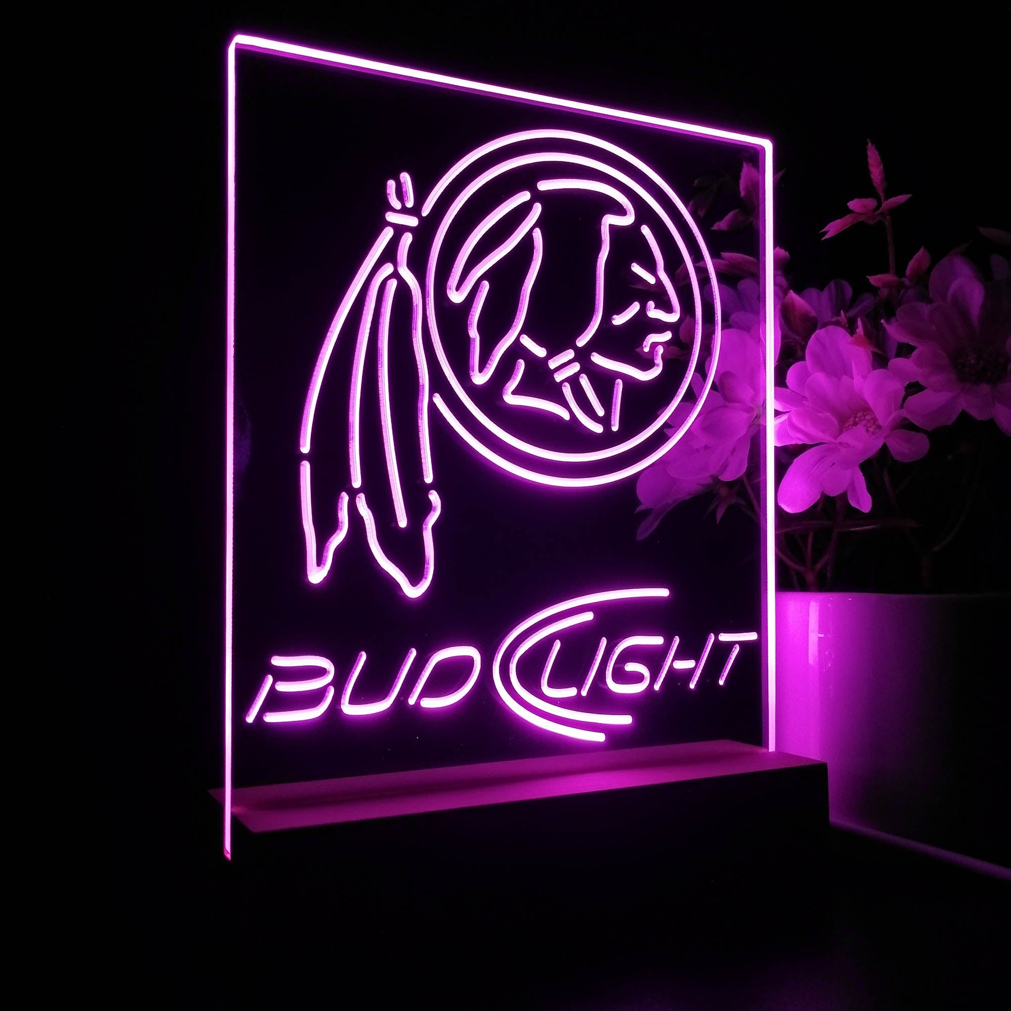 Bud Light Washington Redskins 3D LED Optical Illusion Sport Team Night Light