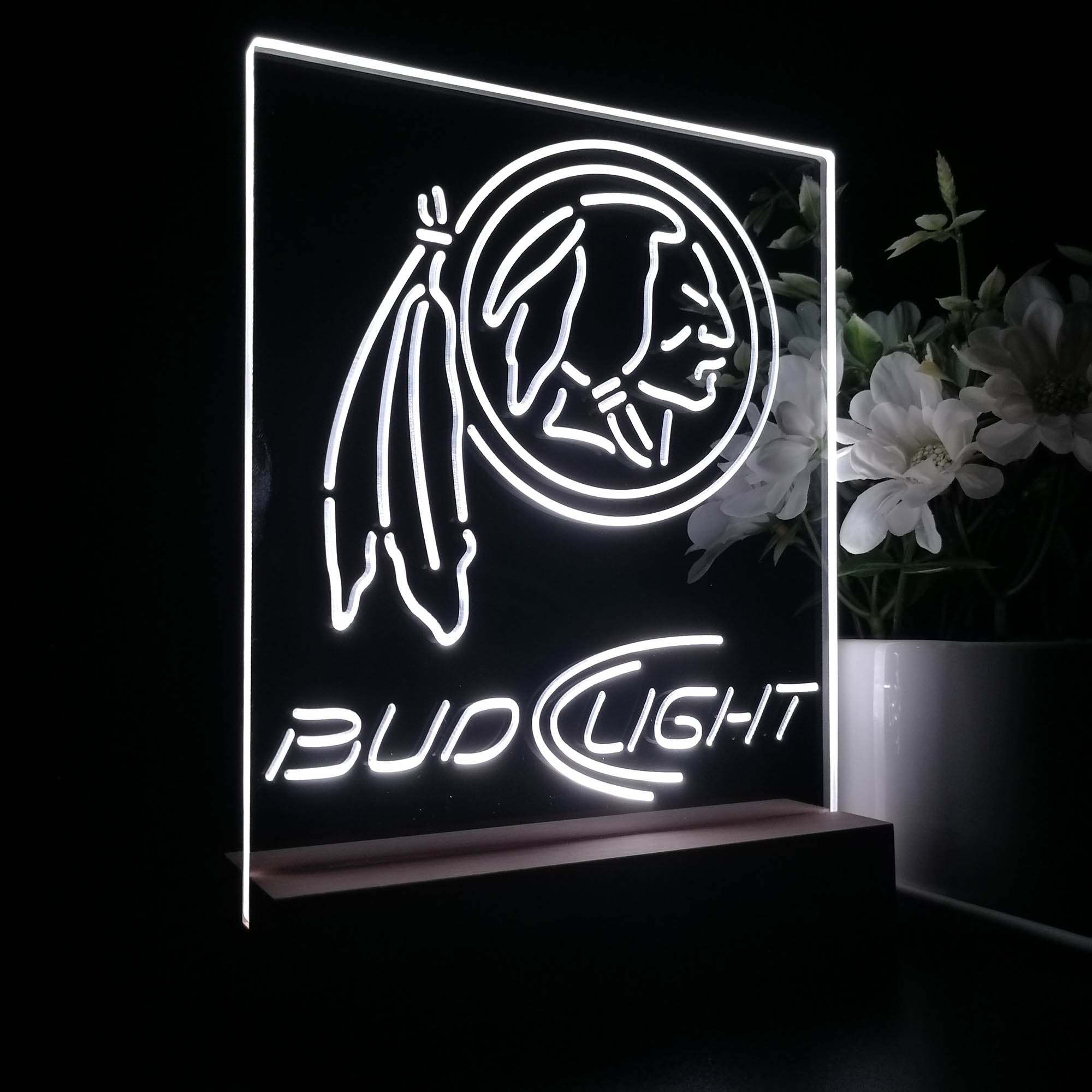 Bud Light Washington Redskins 3D LED Optical Illusion Sport Team Night Light