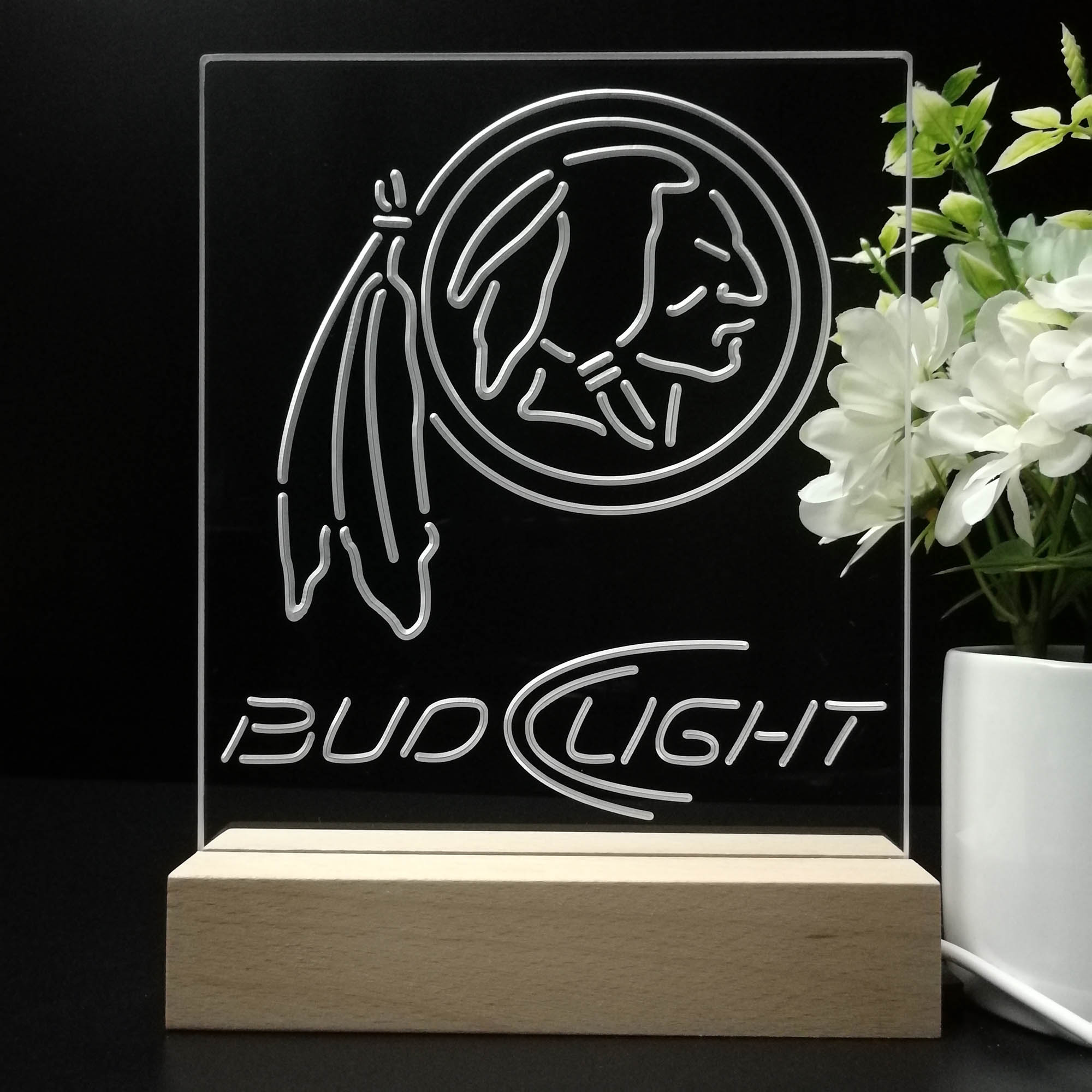 Bud Light Washington Redskins 3D LED Optical Illusion Sport Team Night Light