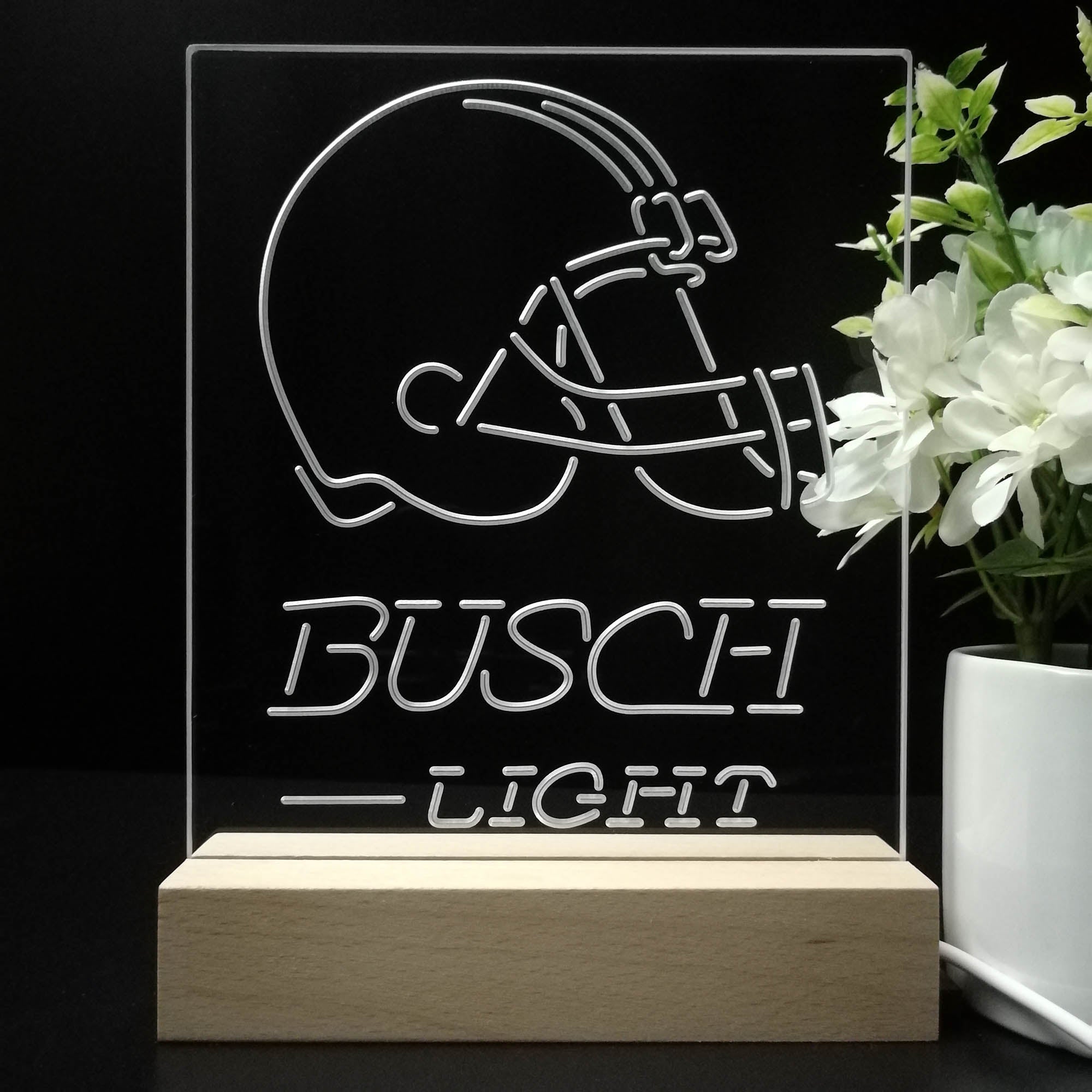 Cleveland Browns Busch Light 3D LED Optical Illusion Sport Team Night Light