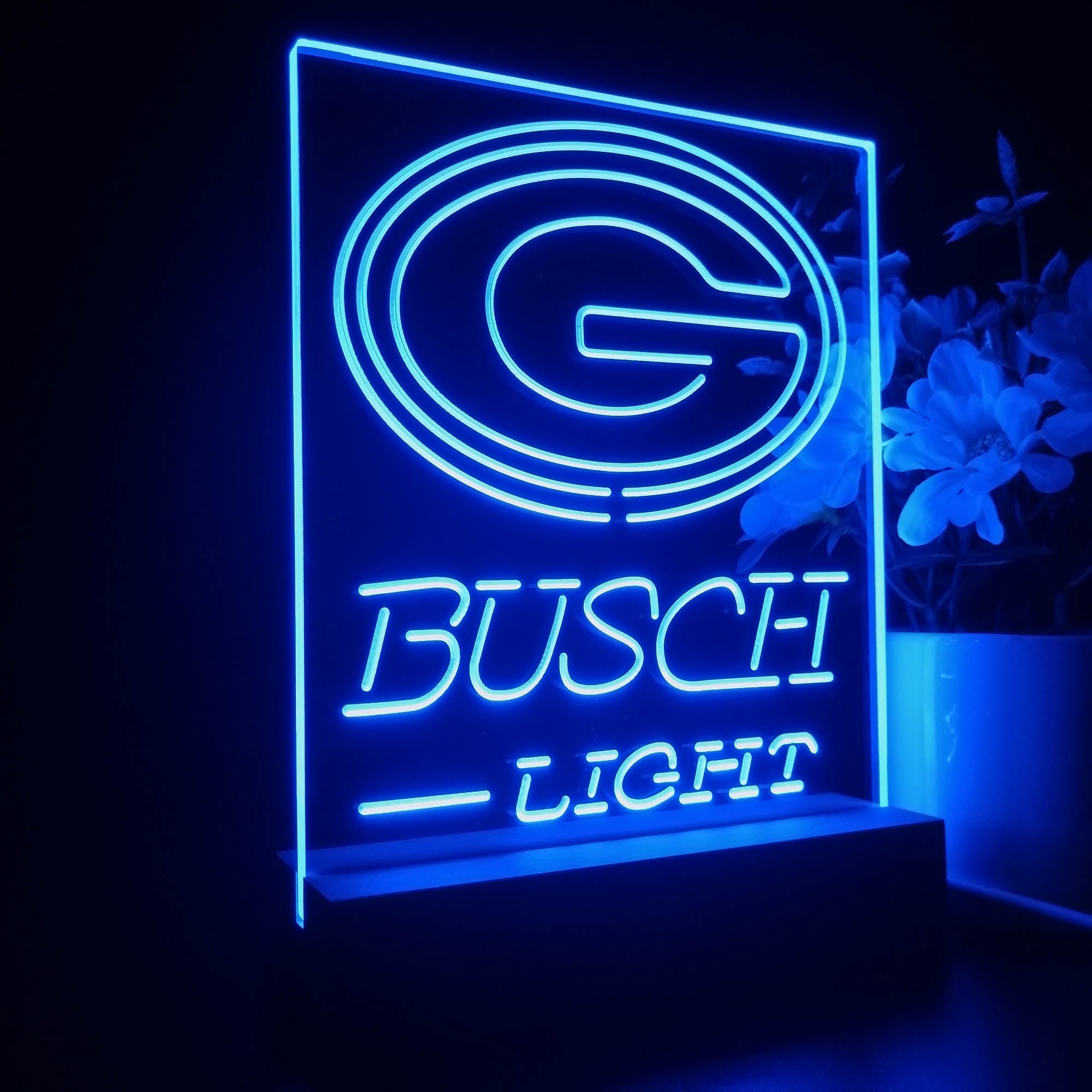 Green Bay Packers Busch Light 3D LED Optical Illusion Sport Team Night Light