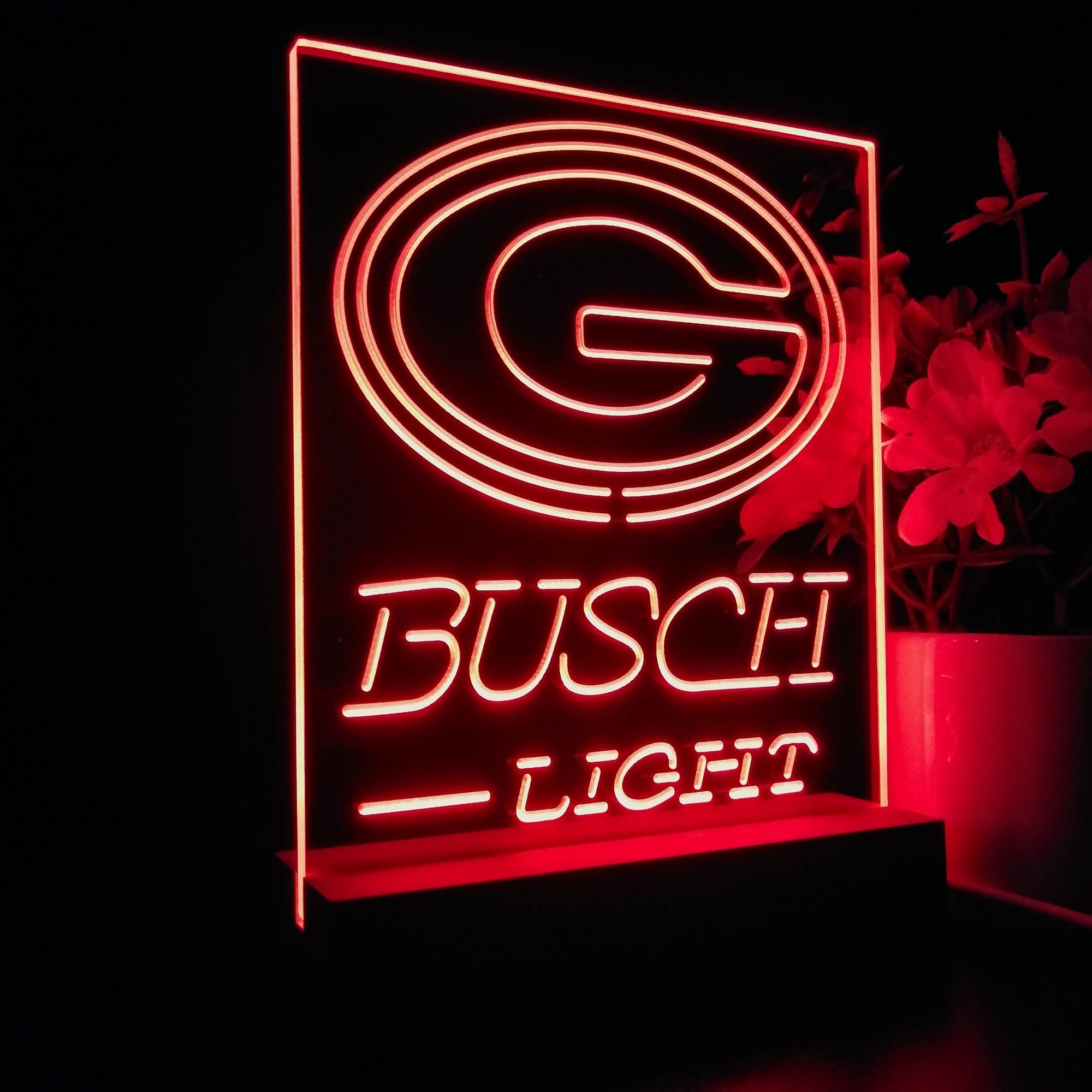 Green Bay Packers Busch Light 3D LED Optical Illusion Sport Team Night Light