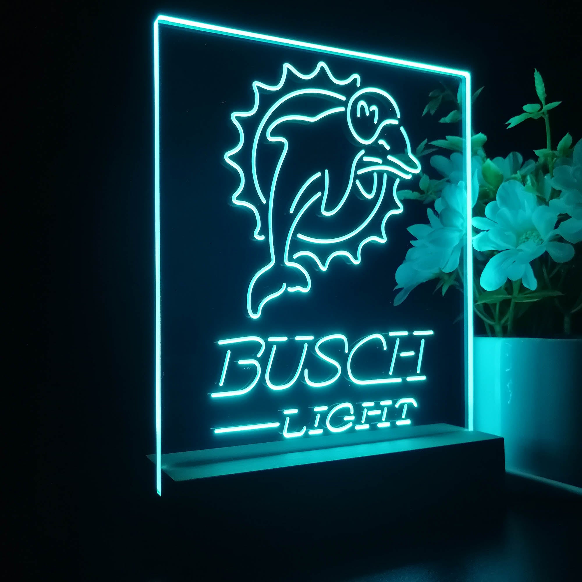 Miami Dolphins Busch Light 3D LED Optical Illusion Sport Team Night Light