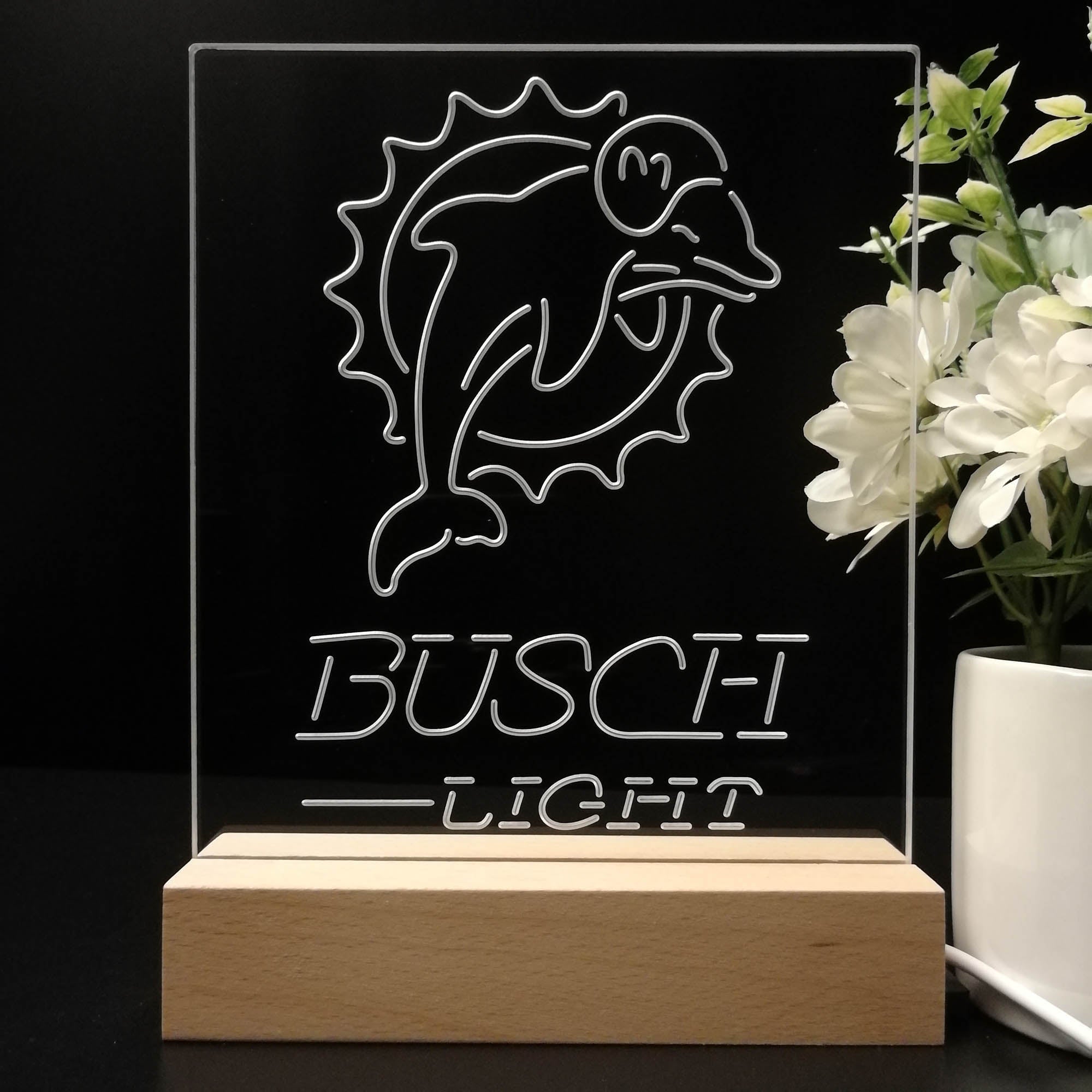 Miami Dolphins Busch Light 3D LED Optical Illusion Sport Team Night Light