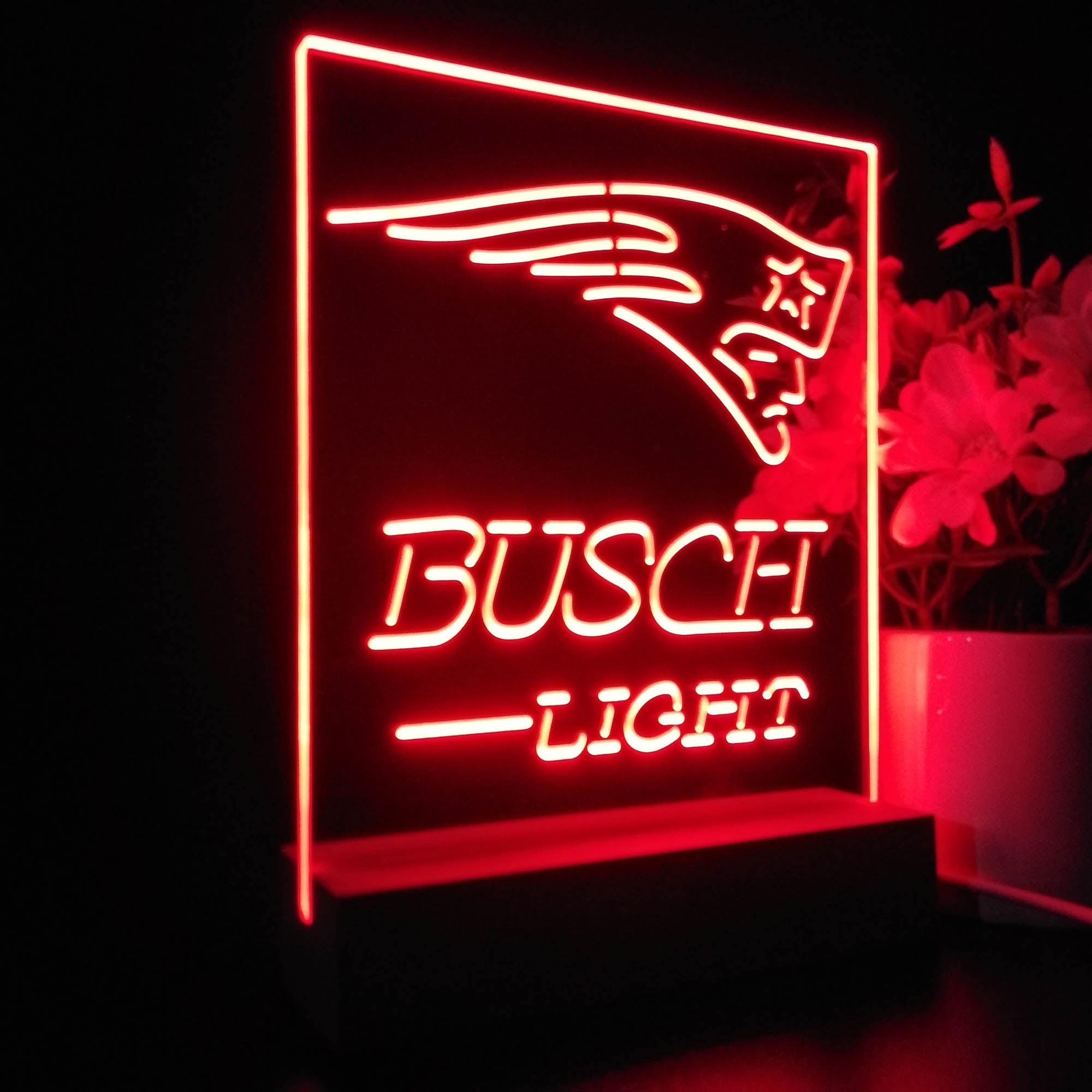 New England Patriots Busch Light 3D LED Optical Illusion Sport Team Night Light