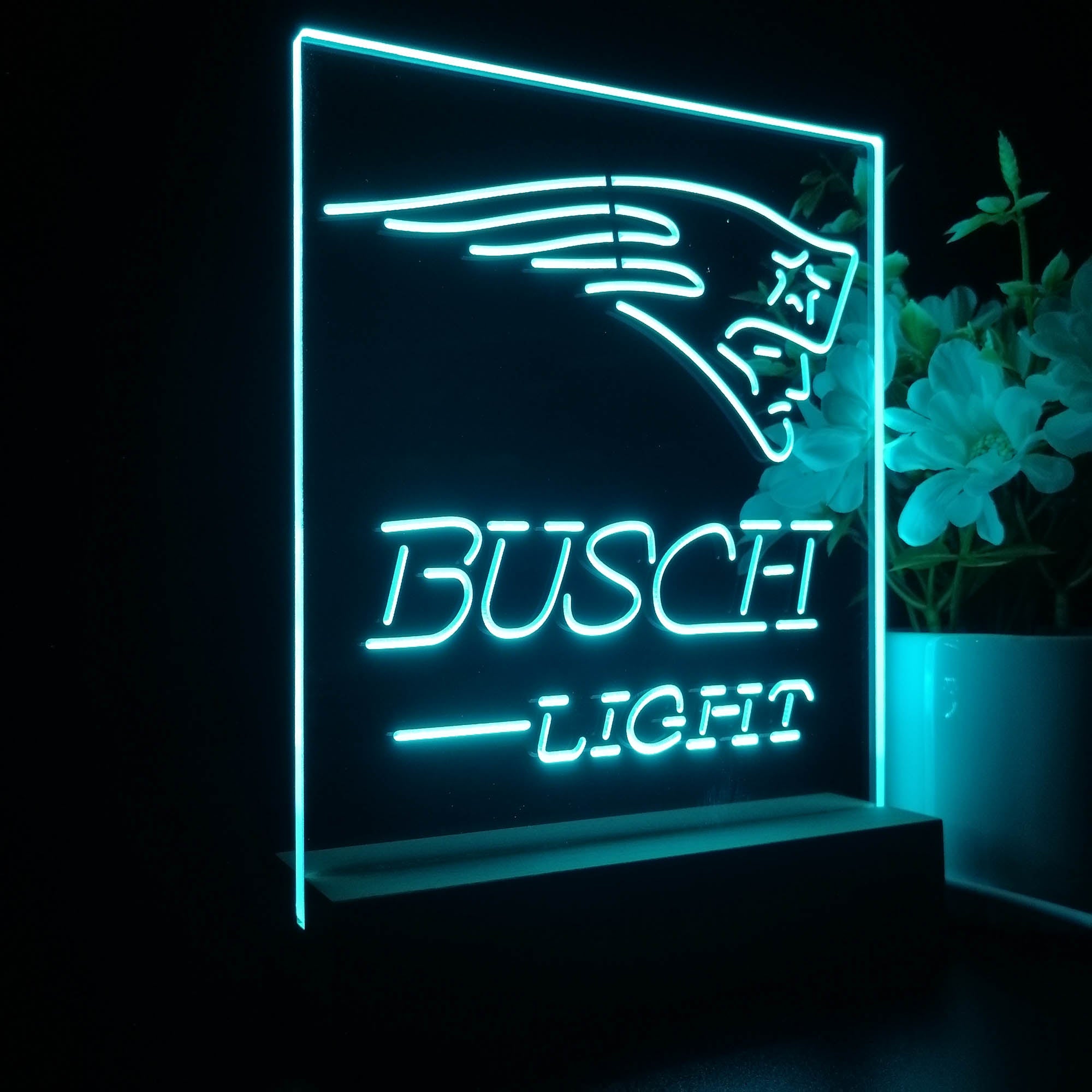 New England Patriots Busch Light 3D LED Optical Illusion Sport Team Night Light