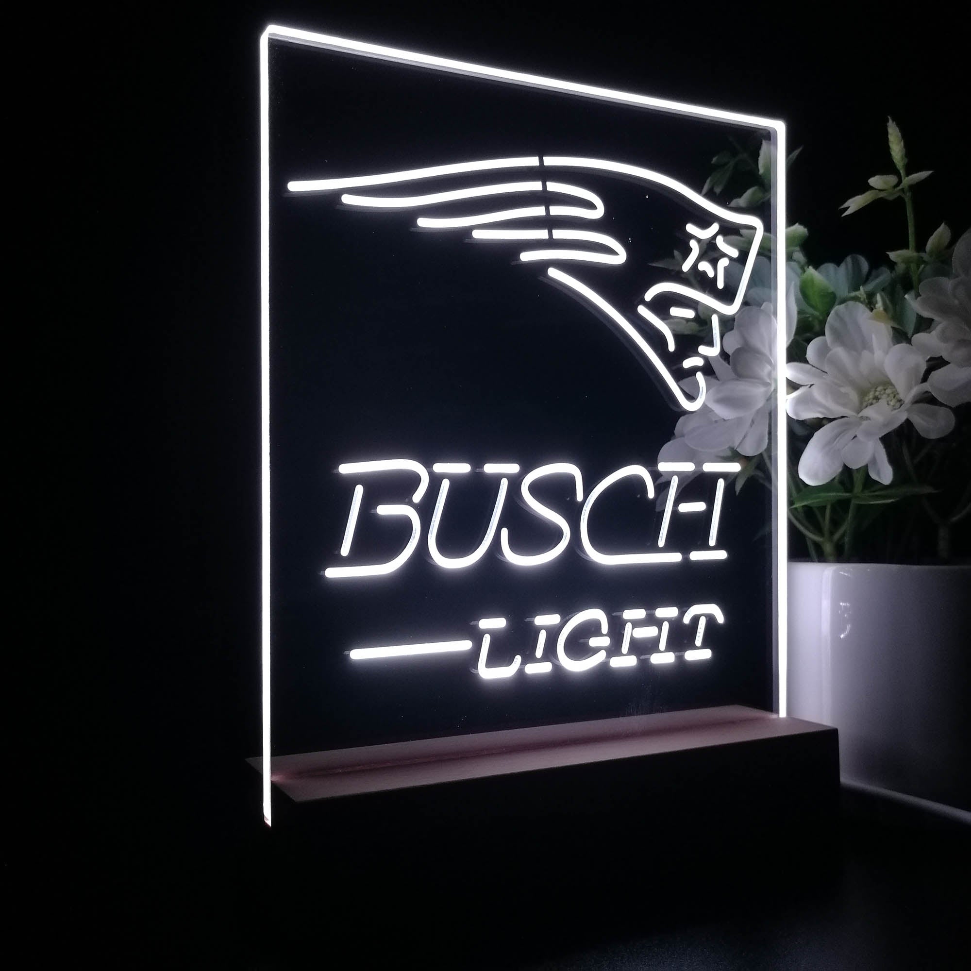 New England Patriots Busch Light 3D LED Optical Illusion Sport Team Night Light