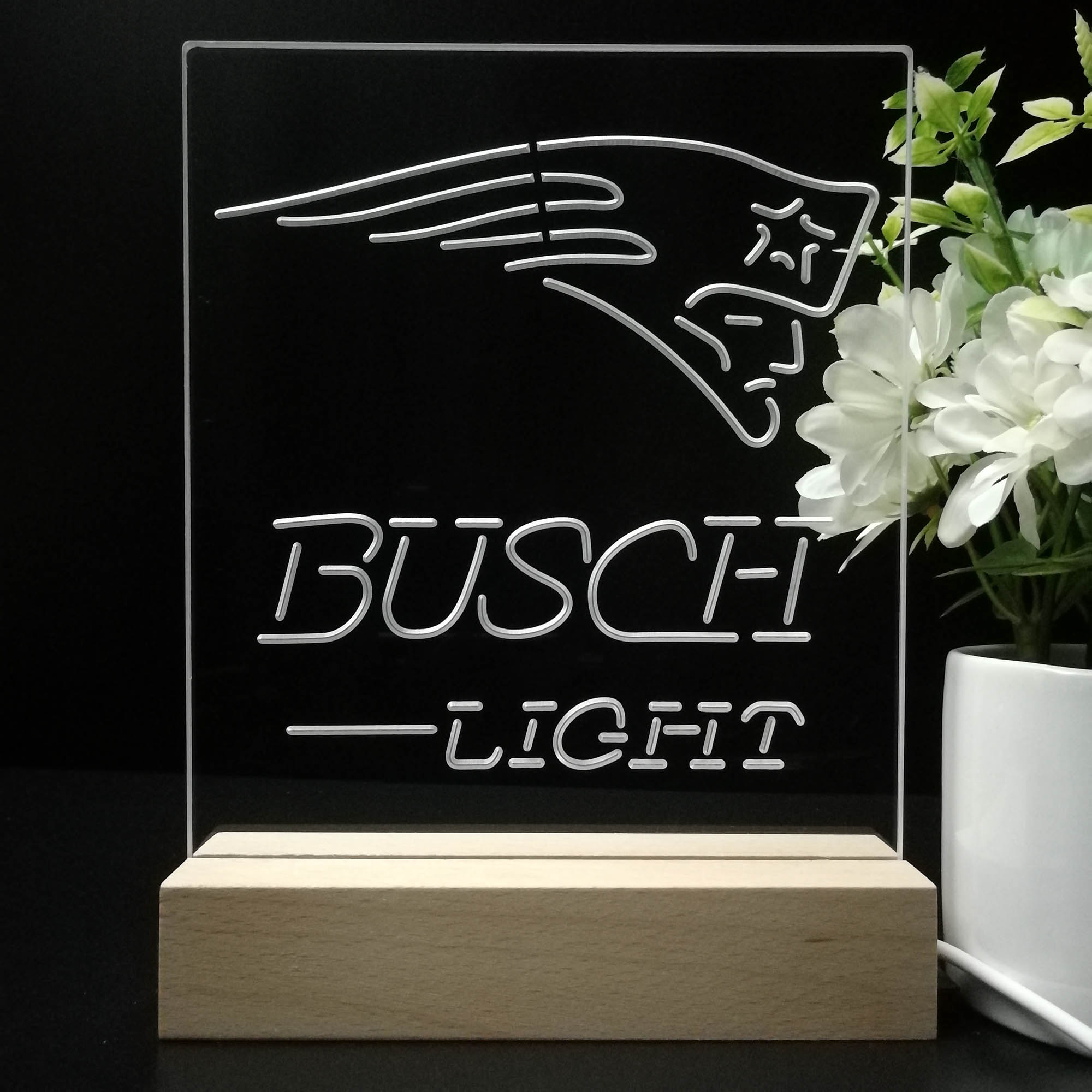 New England Patriots Busch Light 3D LED Optical Illusion Sport Team Night Light