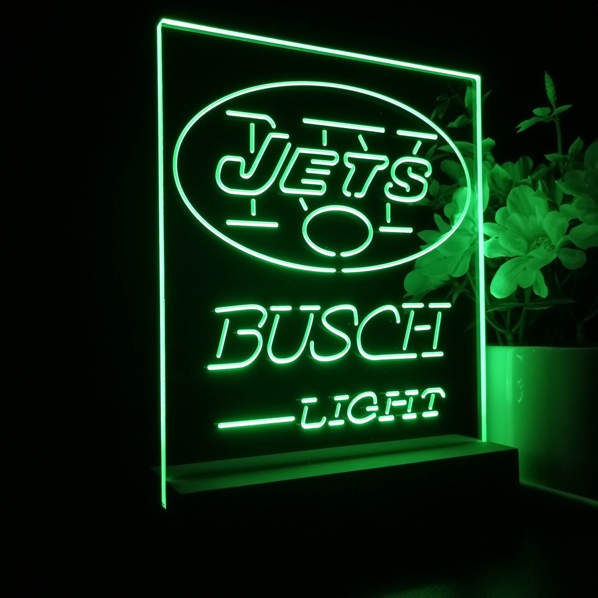 New York Jet Busch Light 3D LED Optical Illusion Sport Team Night Light