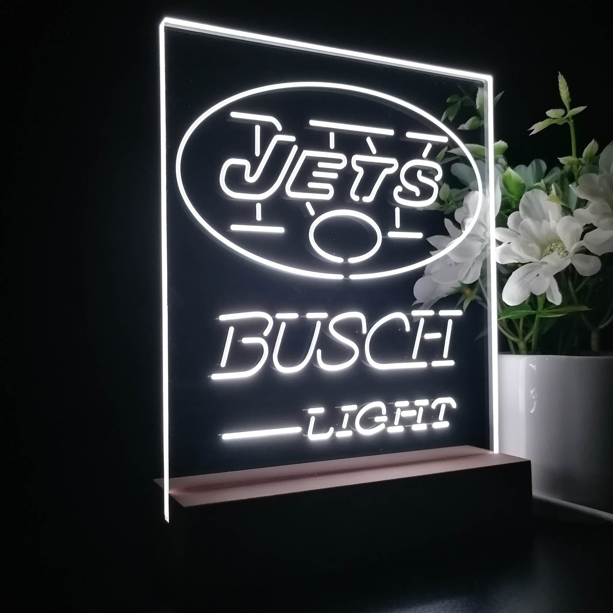 New York Jet Busch Light 3D LED Optical Illusion Sport Team Night Light