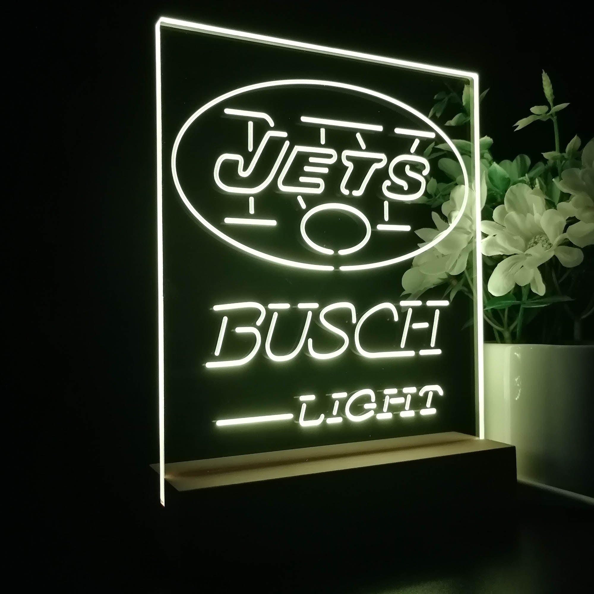 New York Jet Busch Light 3D LED Optical Illusion Sport Team Night Light