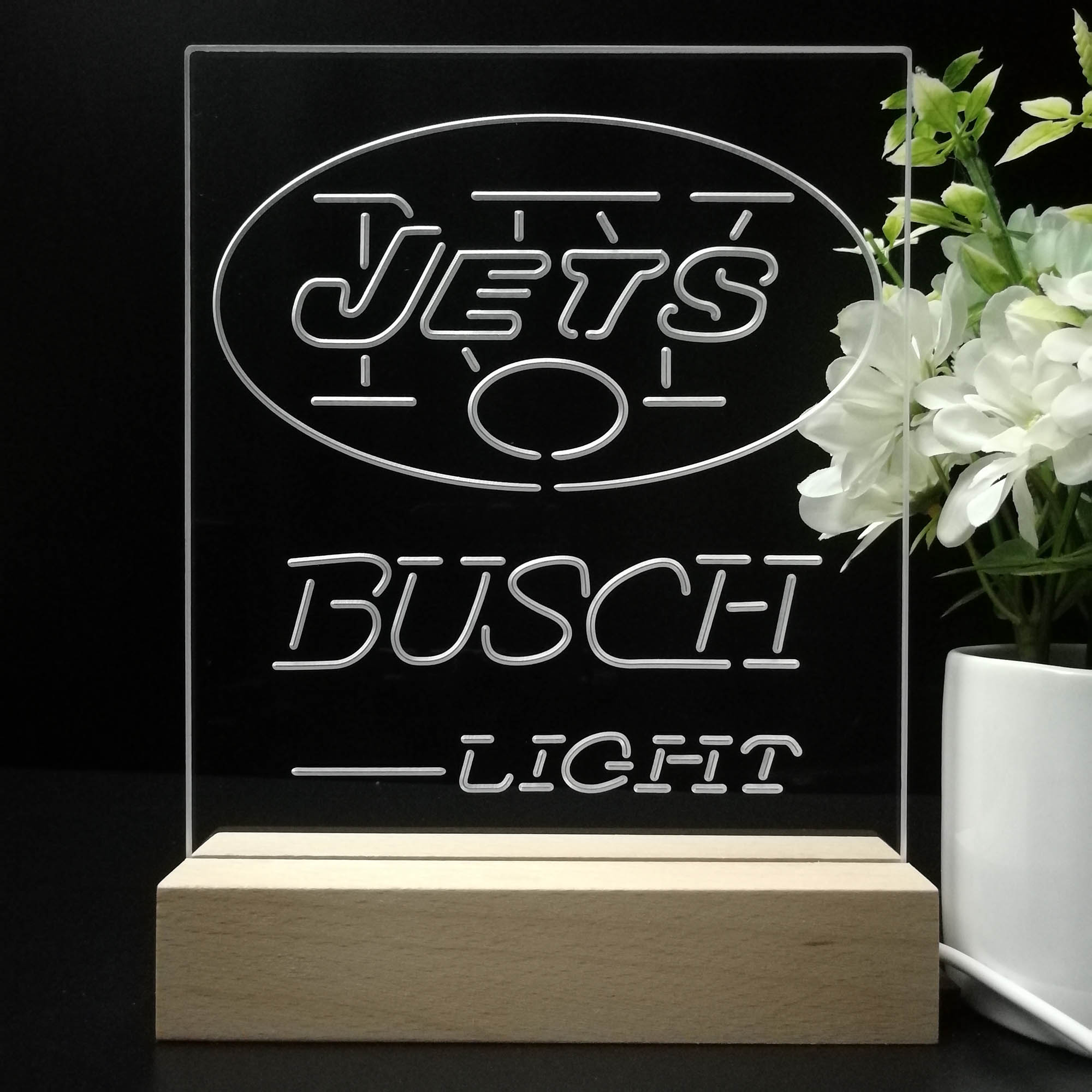 New York Jet Busch Light 3D LED Optical Illusion Sport Team Night Light