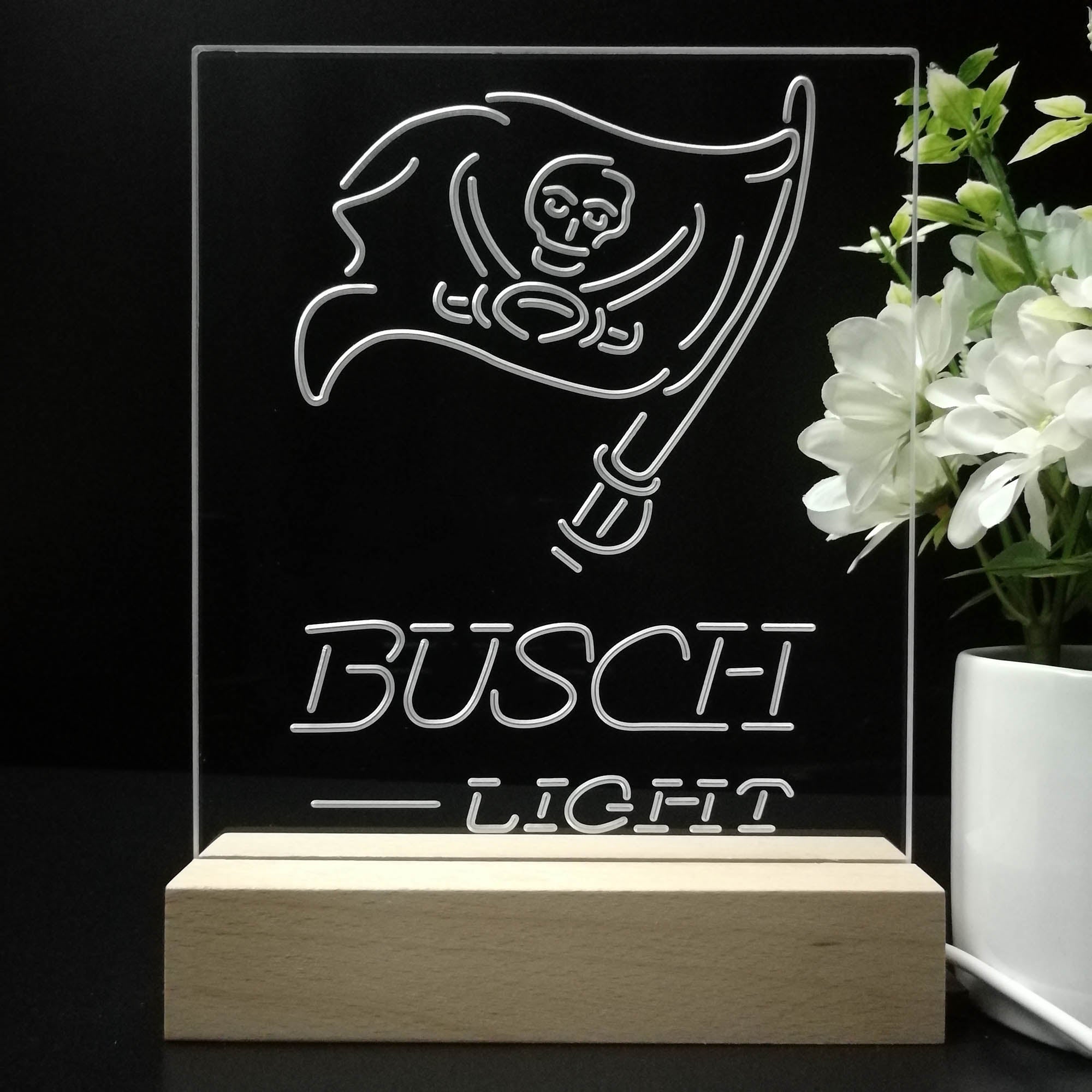 Tampa Bay Buccaneers Busch Light 3D LED Optical Illusion Sport Team Night Light