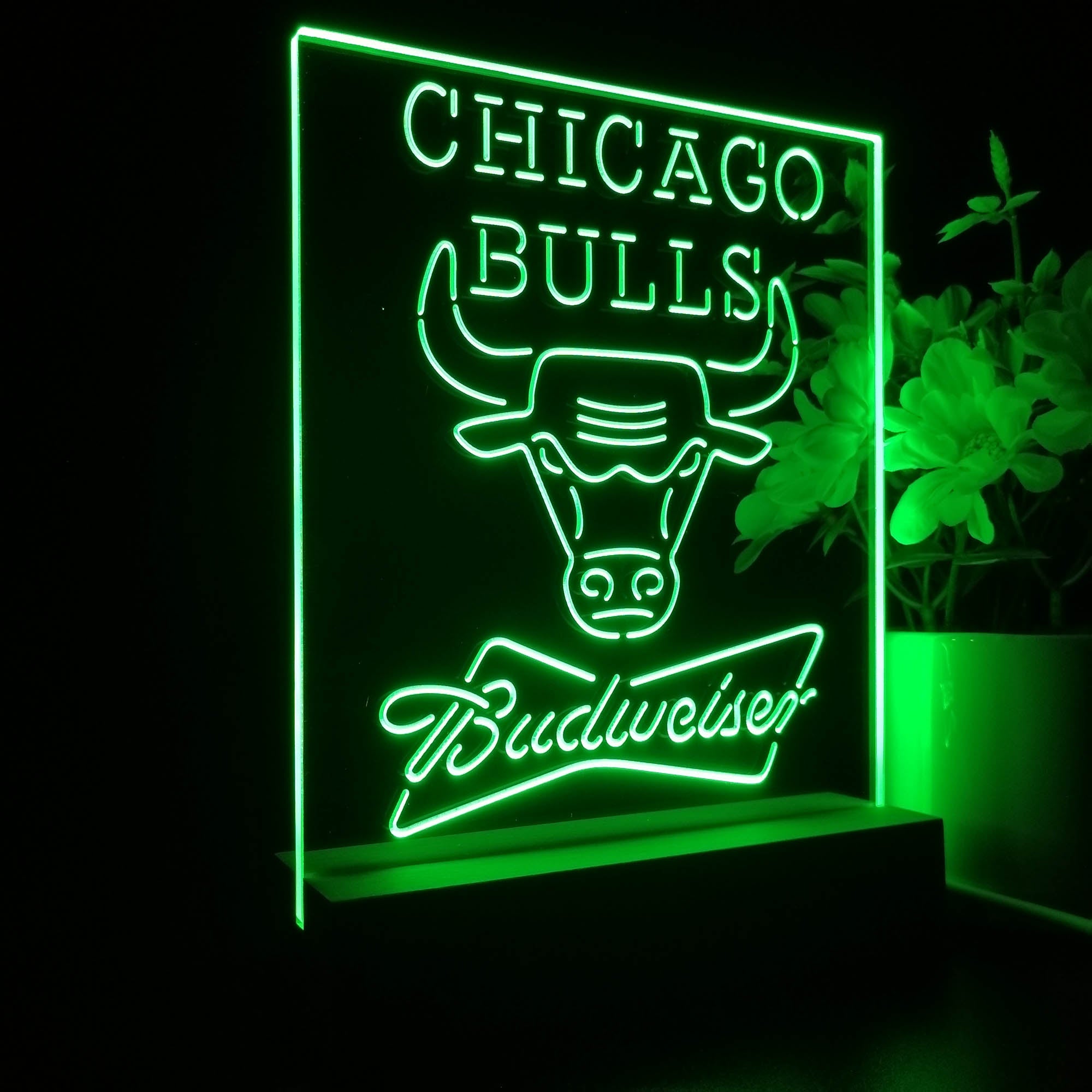 Chicago Bulls Budweiser 3D LED Optical Illusion Sport Team Night Light