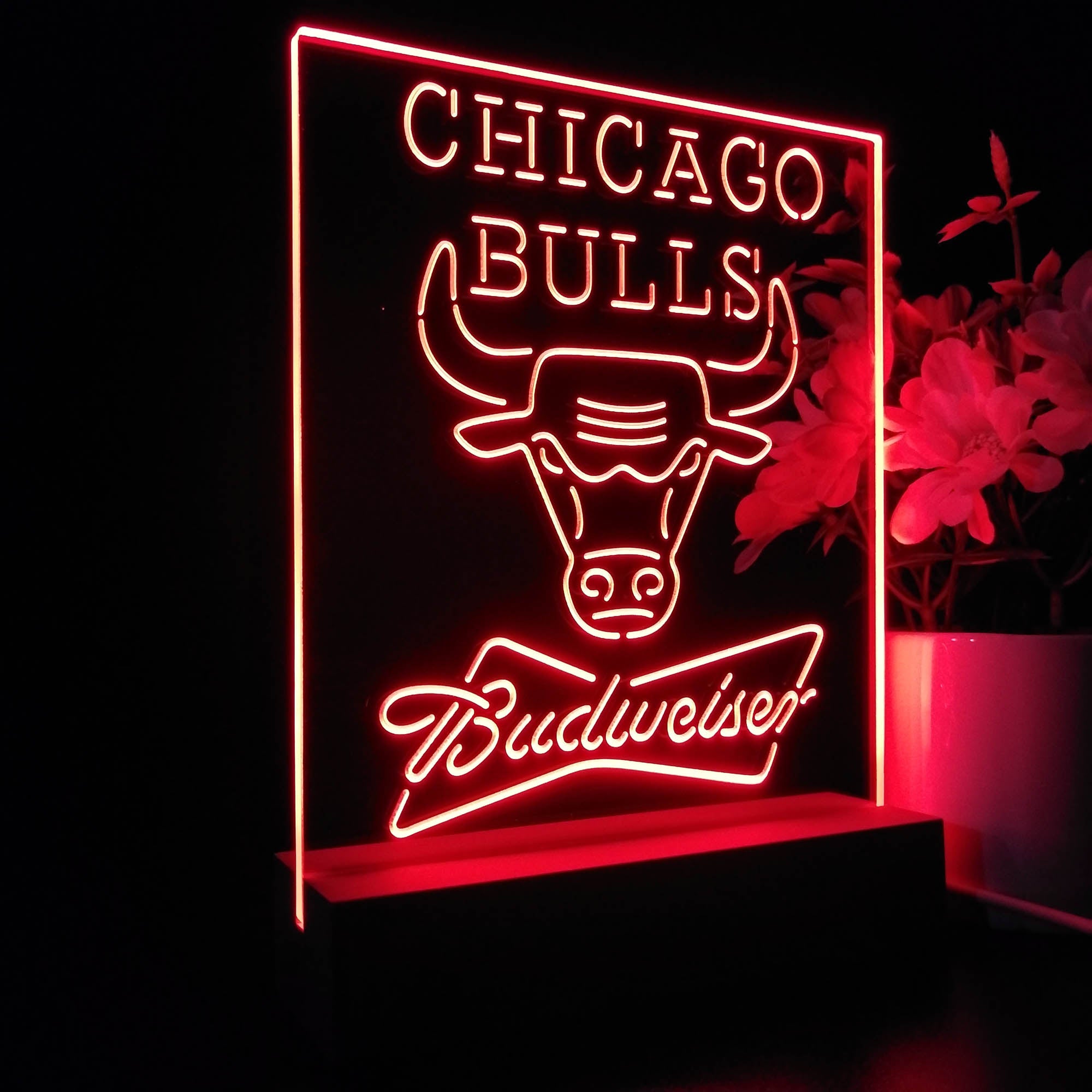 Chicago Bulls Budweiser 3D LED Optical Illusion Sport Team Night Light