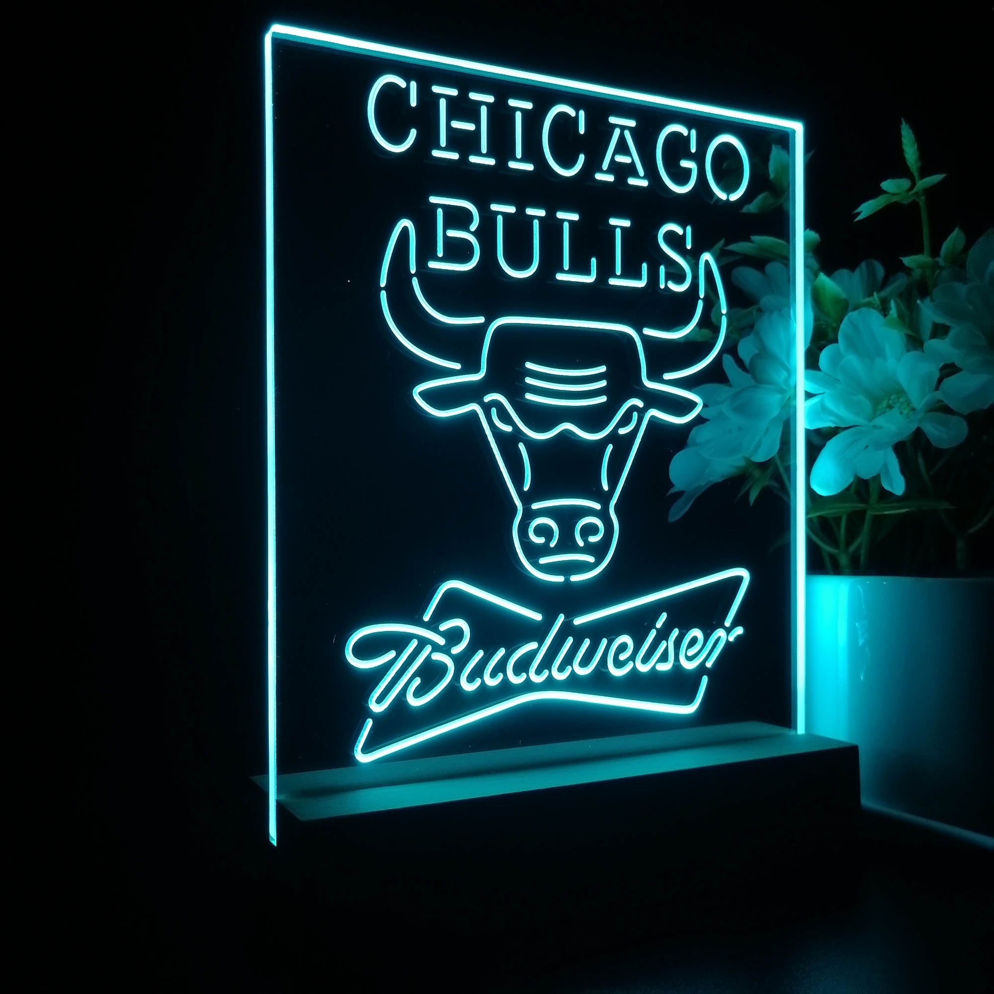 Chicago Bulls Budweiser 3D LED Optical Illusion Sport Team Night Light