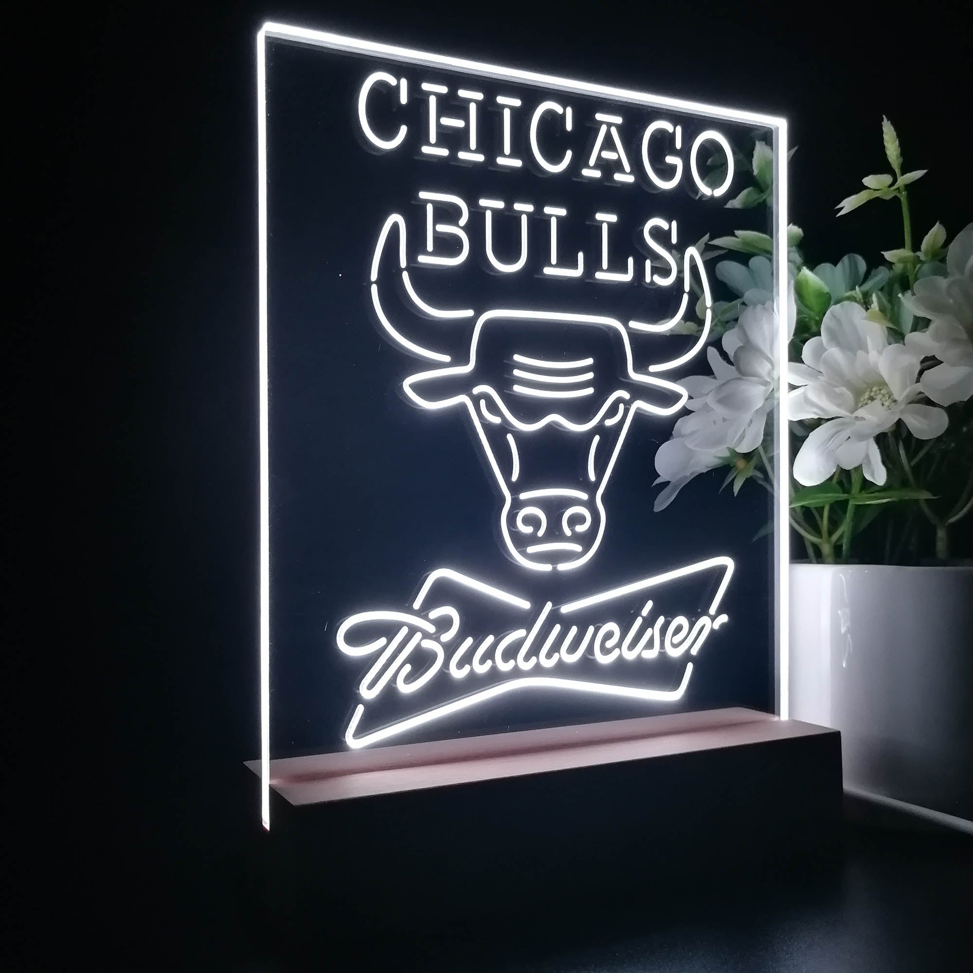 Chicago Bulls Budweiser 3D LED Optical Illusion Sport Team Night Light