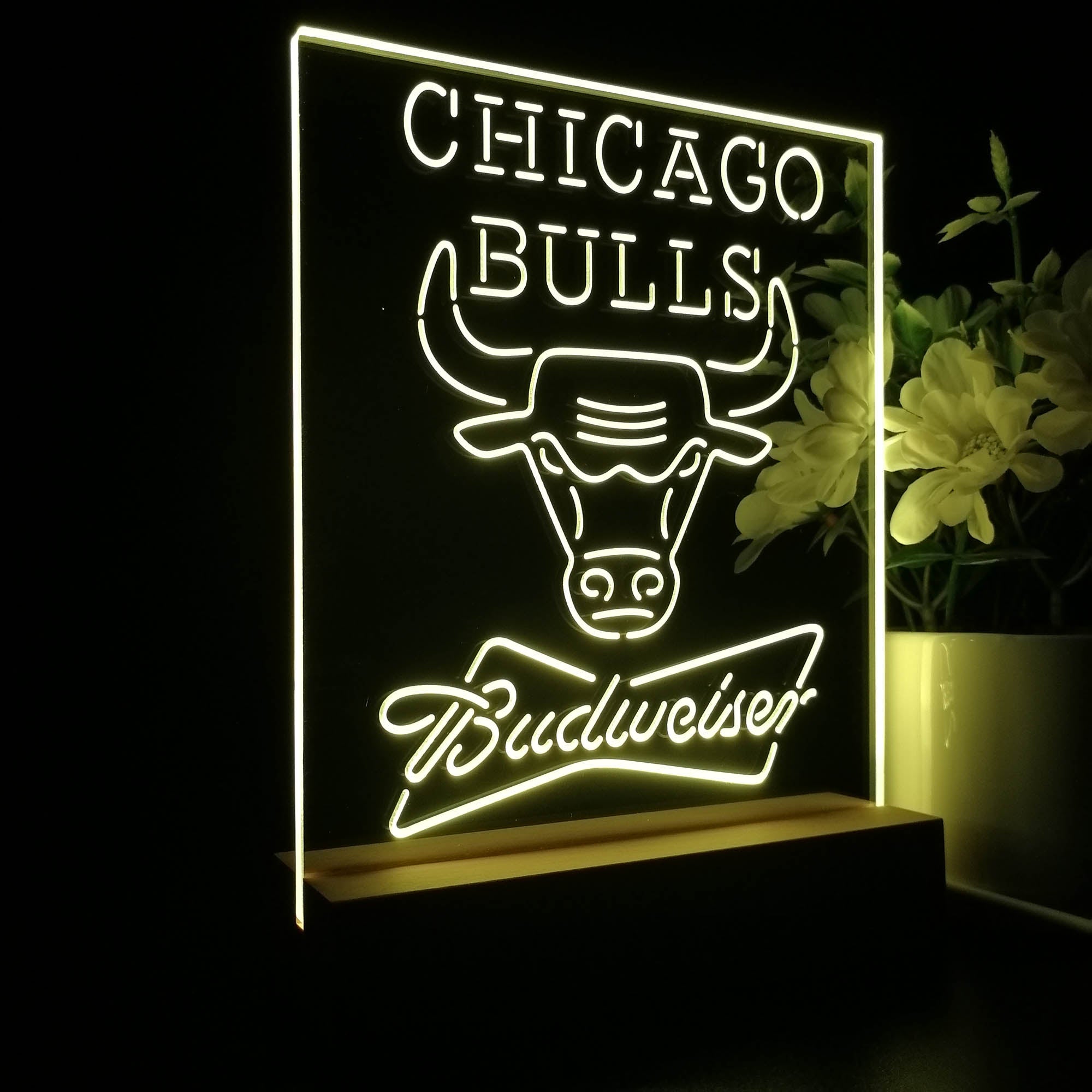 Chicago Bulls Budweiser 3D LED Optical Illusion Sport Team Night Light