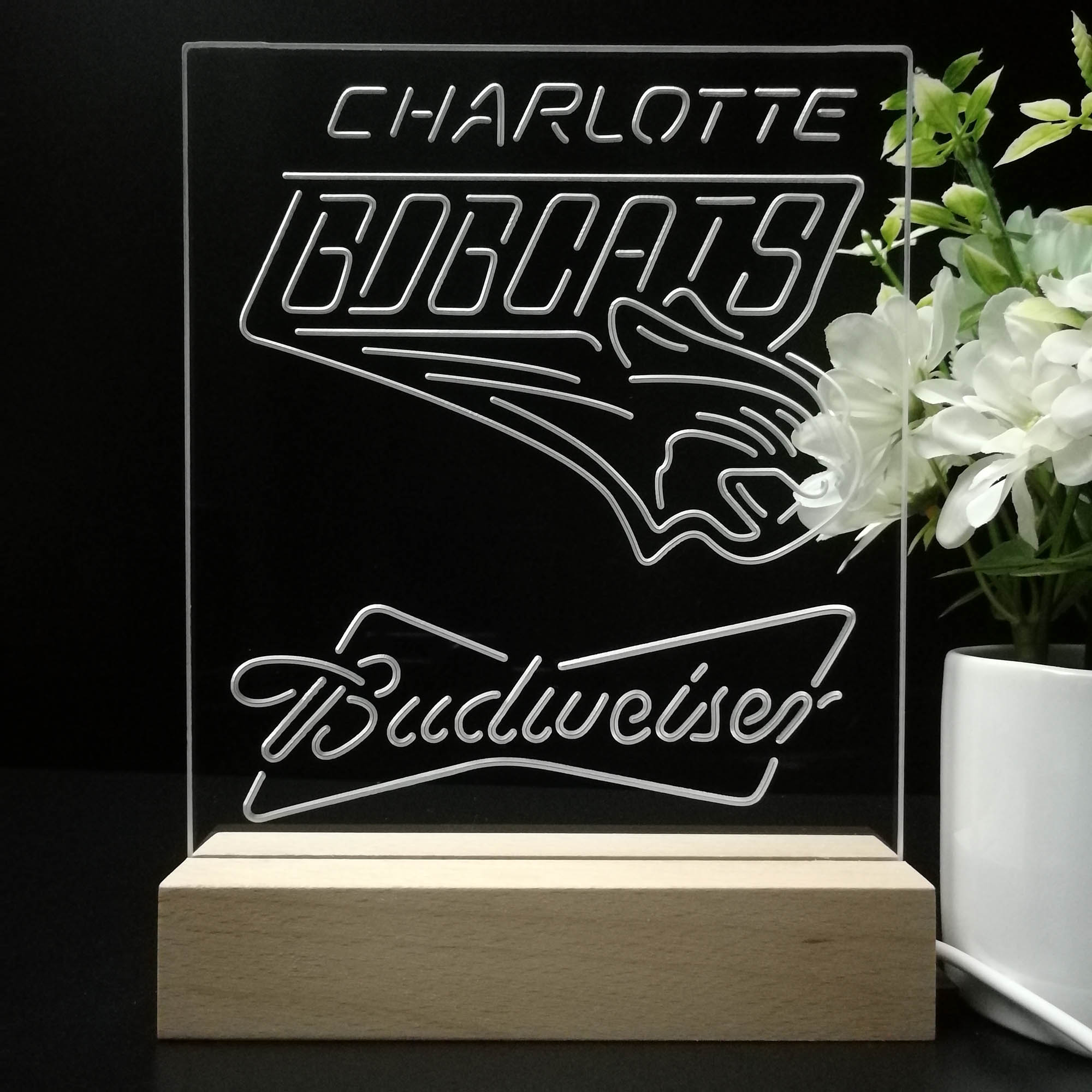 Charlotte Bobcats Budweiser 3D LED Optical Illusion Sport Team Night Light