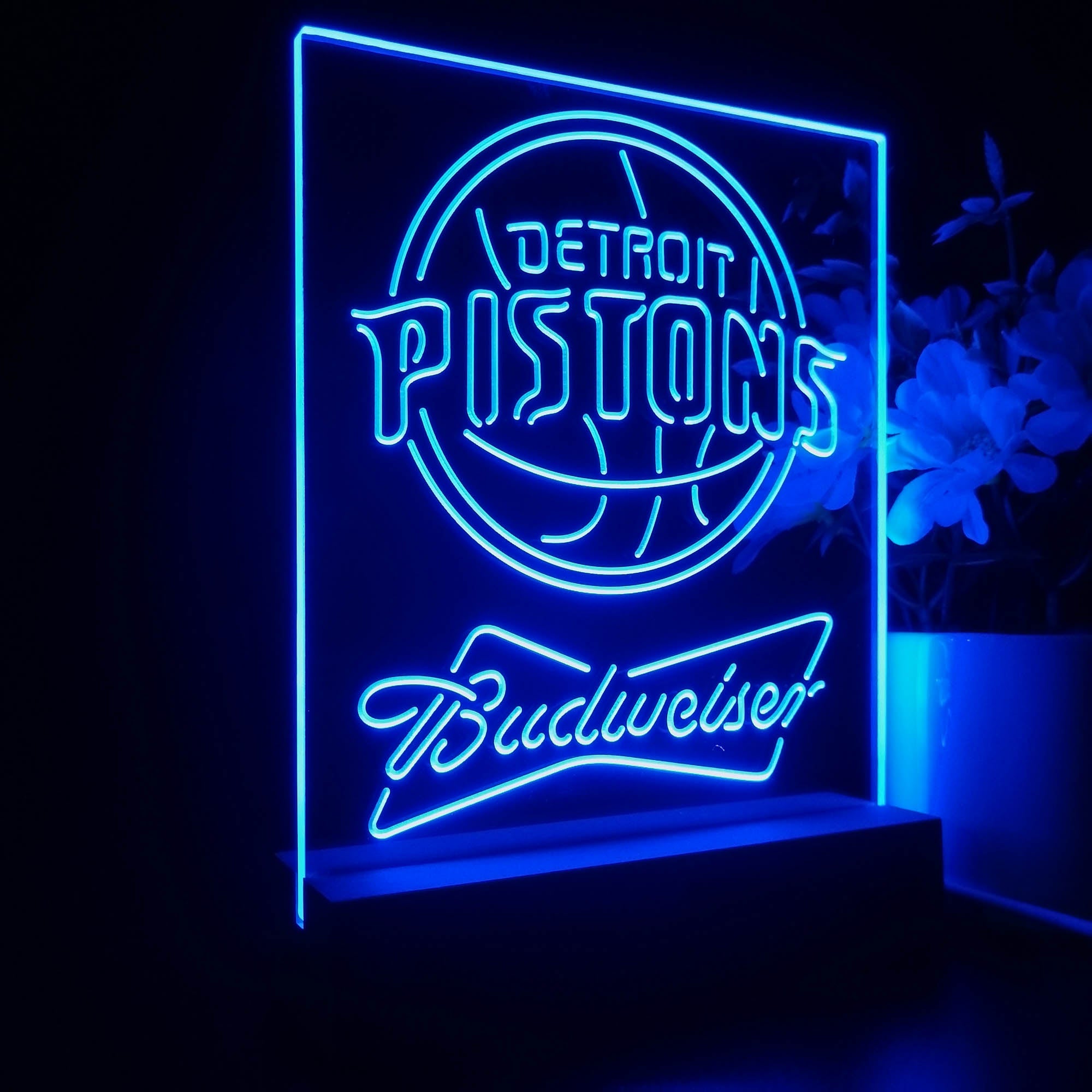 Detroit Pistons Budweiser 3D LED Optical Illusion Sport Team Night Light