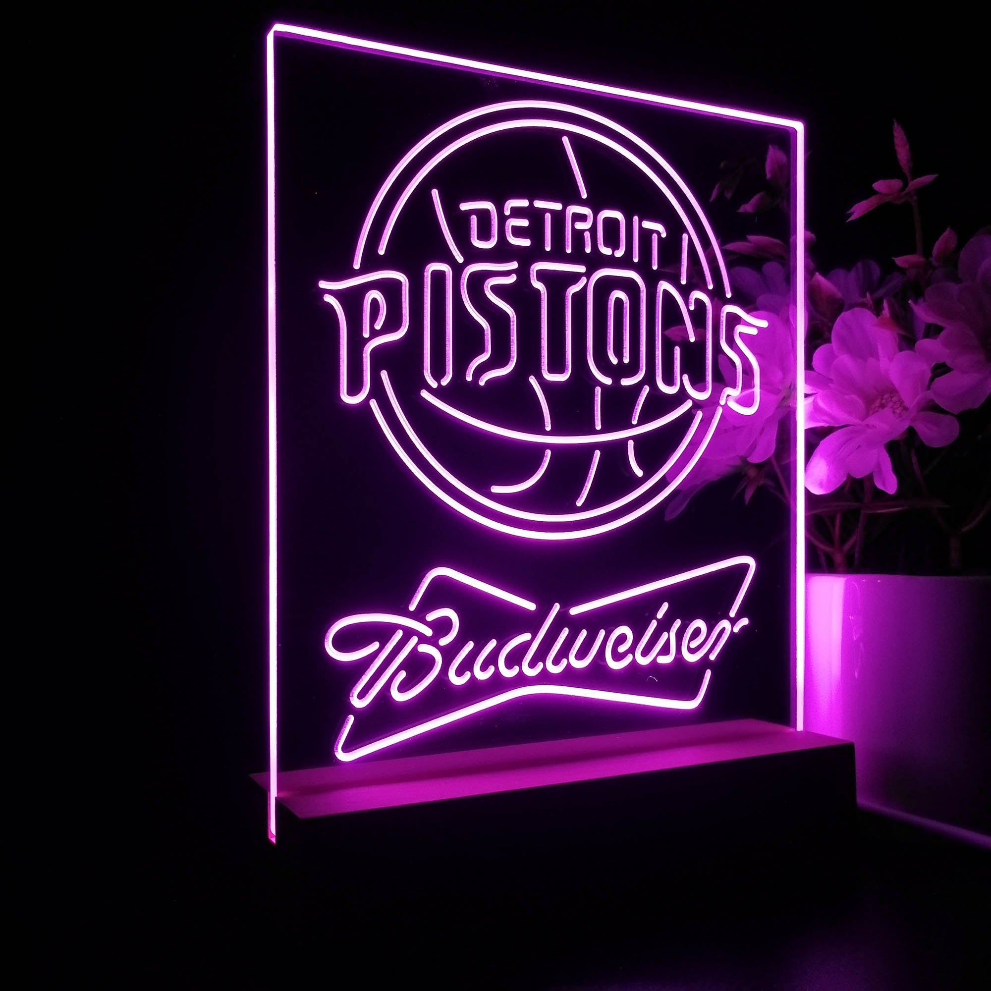 Detroit Pistons Budweiser 3D LED Optical Illusion Sport Team Night Light