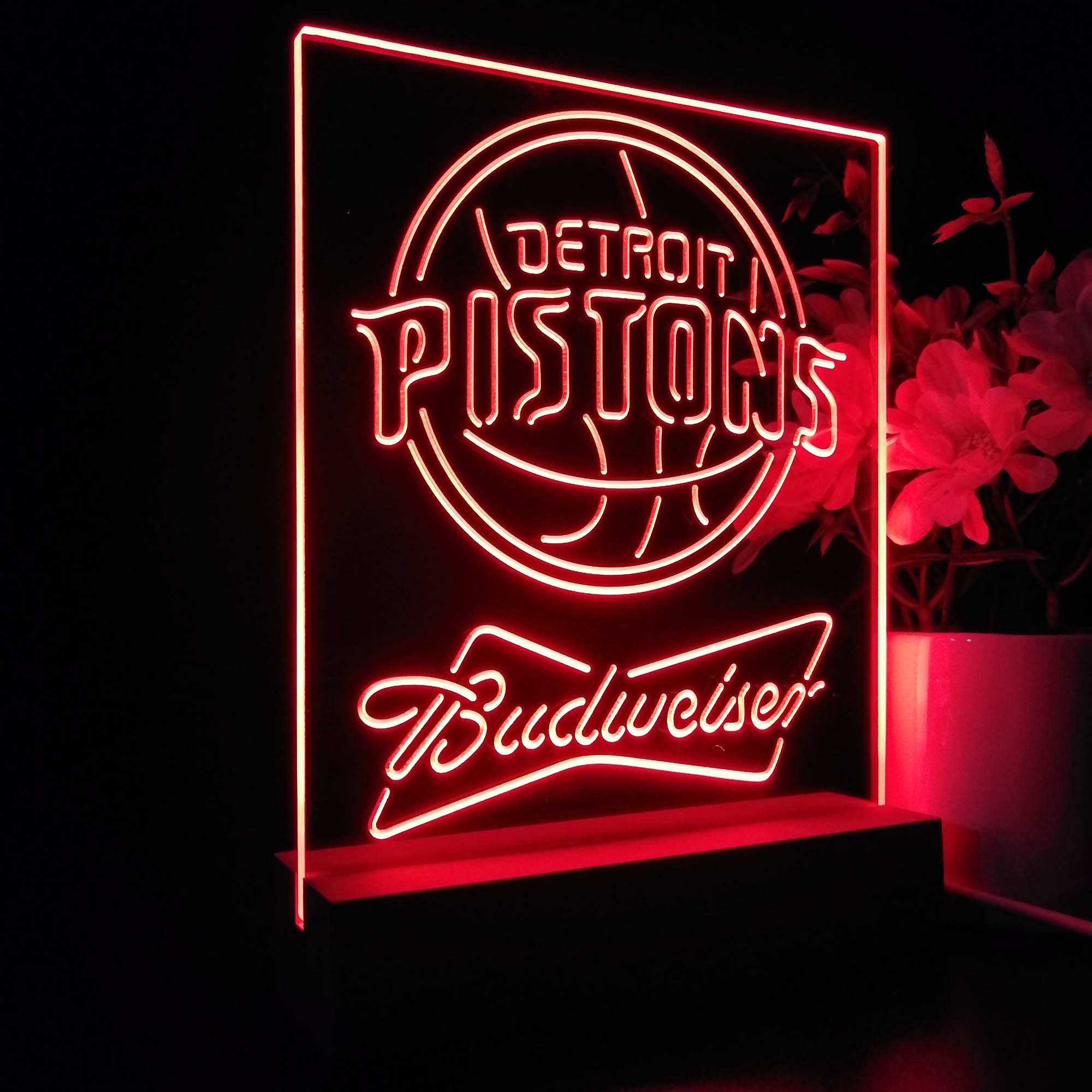 Detroit Pistons Budweiser 3D LED Optical Illusion Sport Team Night Light