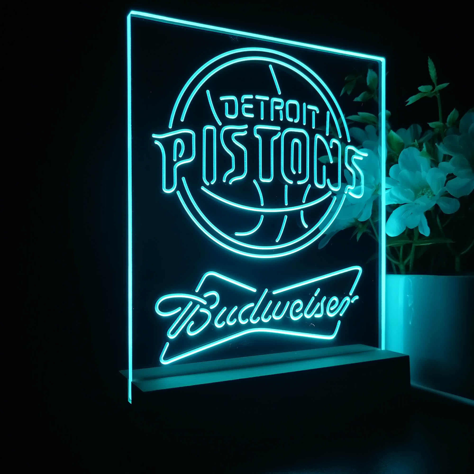 Detroit Pistons Budweiser 3D LED Optical Illusion Sport Team Night Light