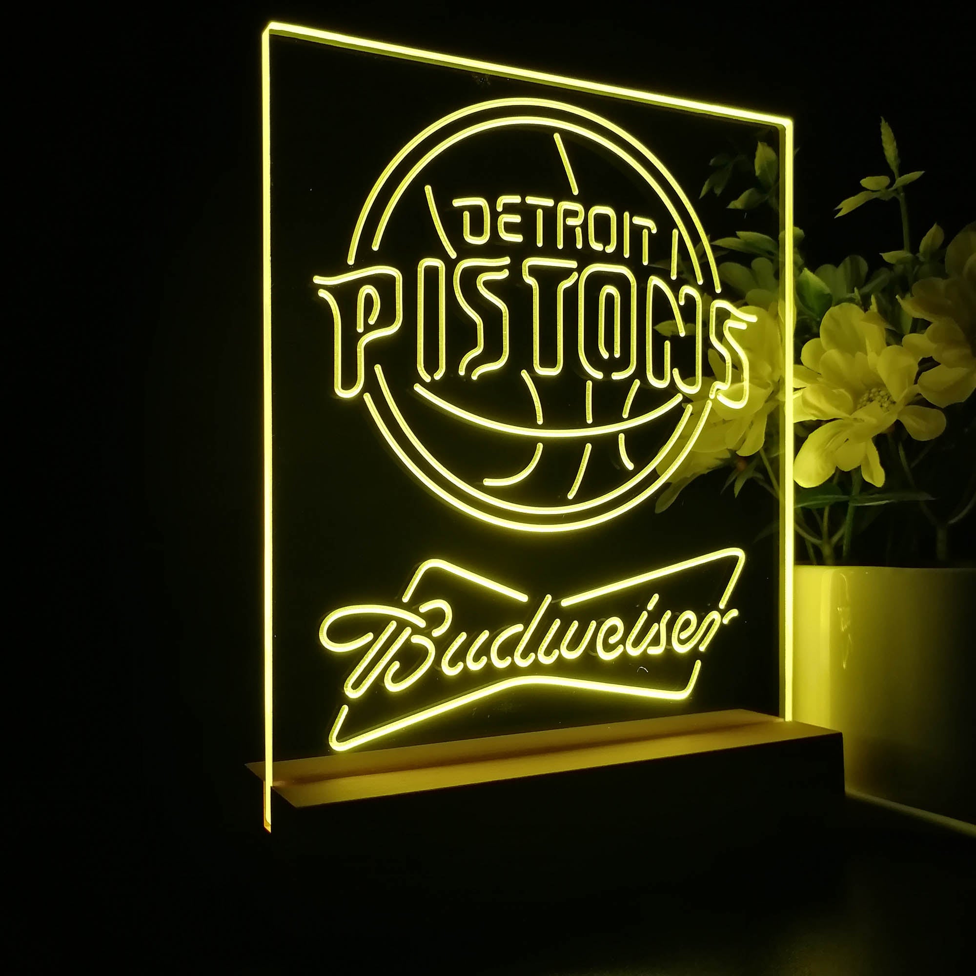 Detroit Pistons Budweiser 3D LED Optical Illusion Sport Team Night Light