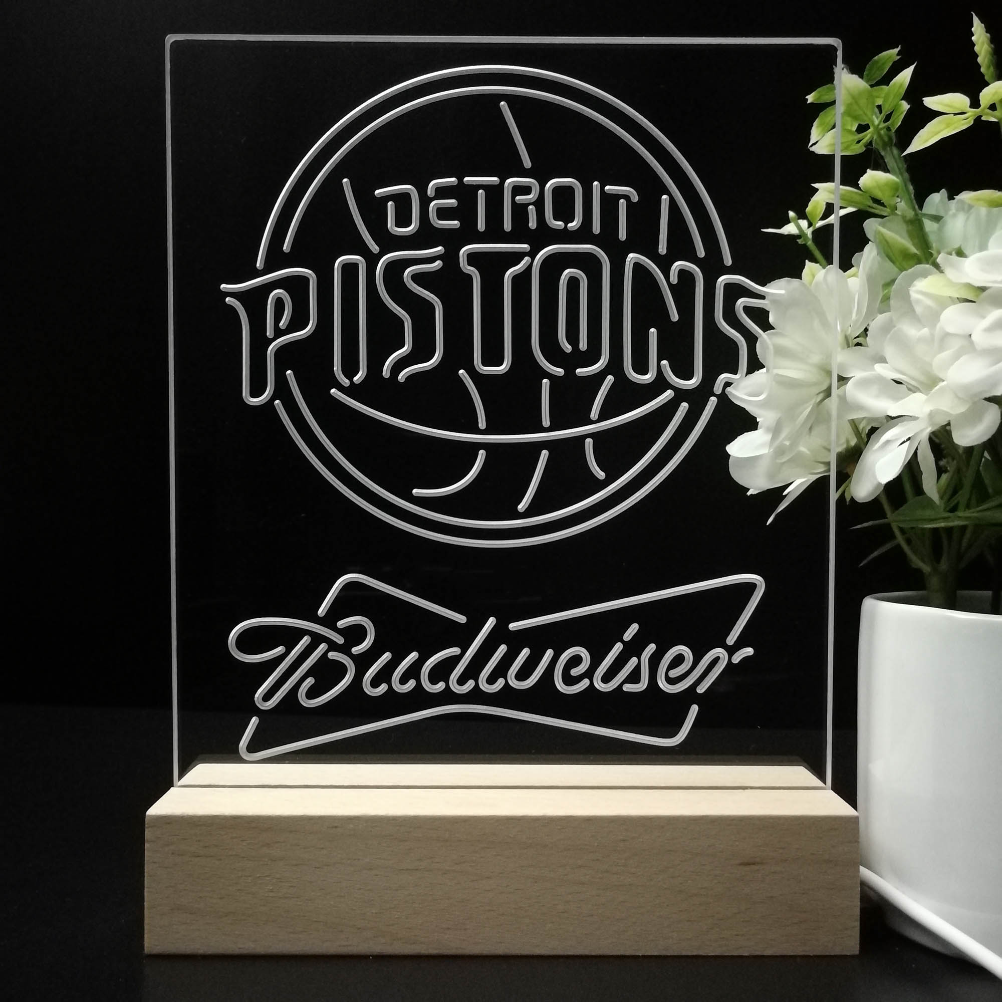 Detroit Pistons Budweiser 3D LED Optical Illusion Sport Team Night Light