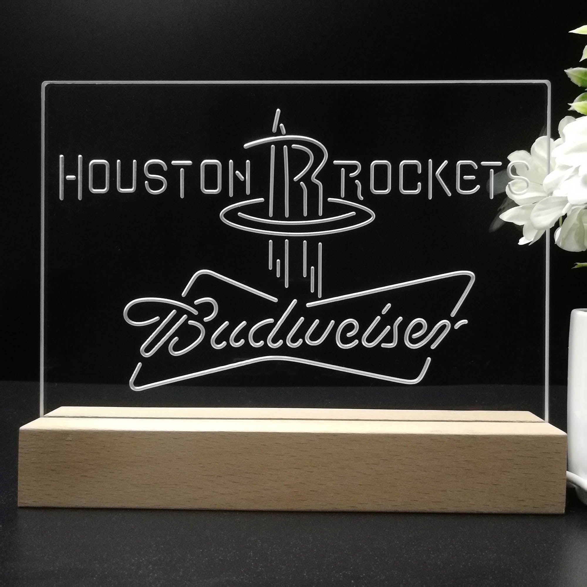 Houston Rockets Budweiser Night Light LED Sign