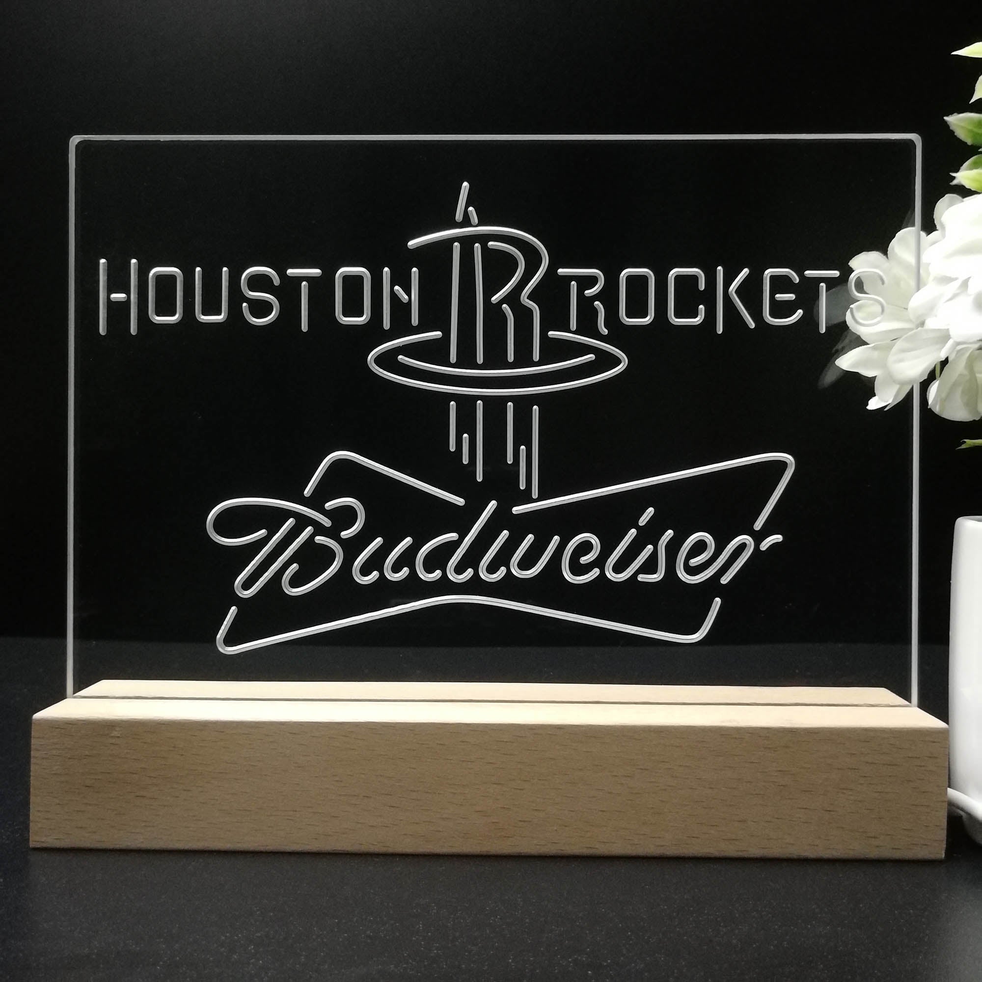 Houston Rockets Budweiser Sport Team Night Light 3D Illusion Lamp