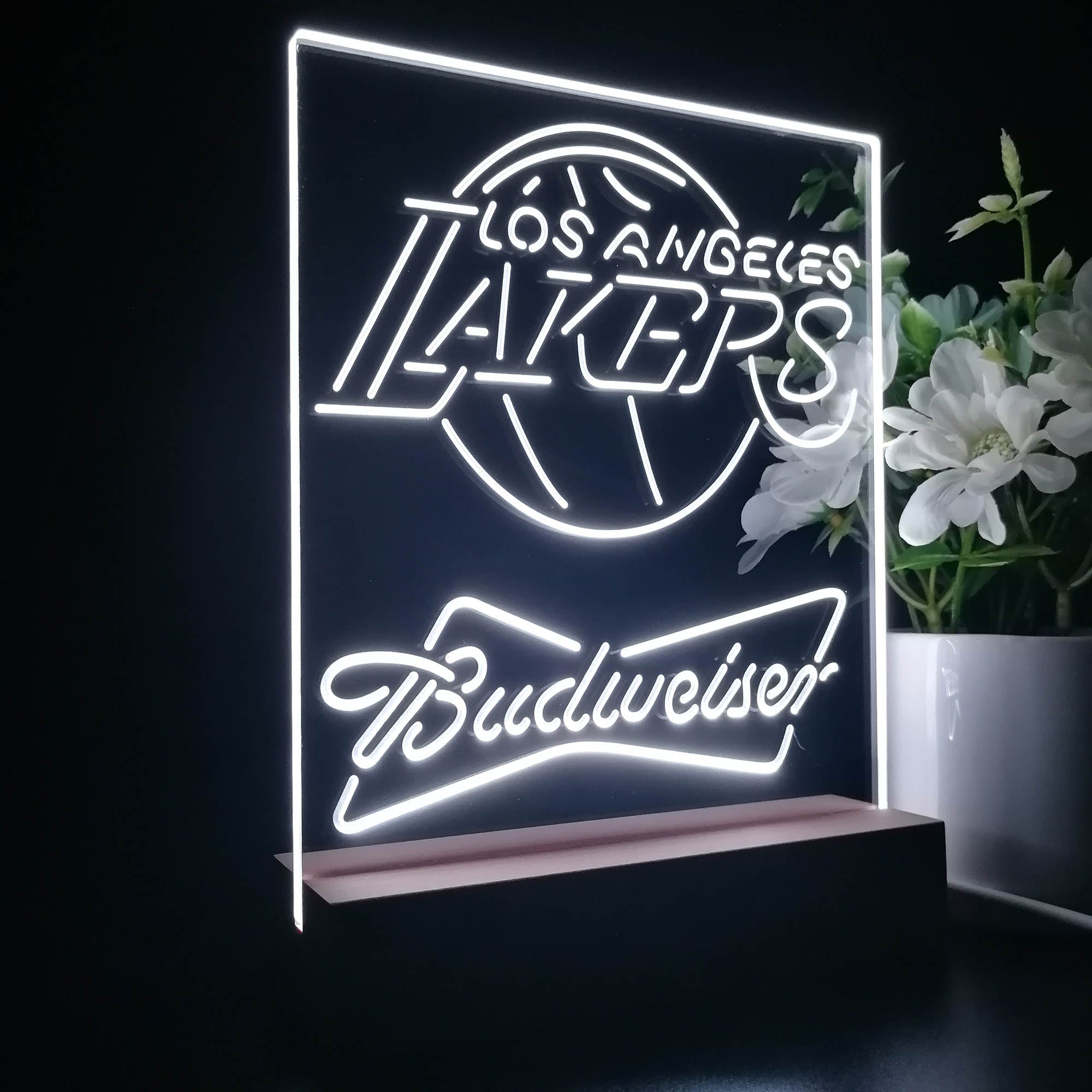 Los Angeles Lakers Budweiser 3D LED Optical Illusion Sport Team Night Light