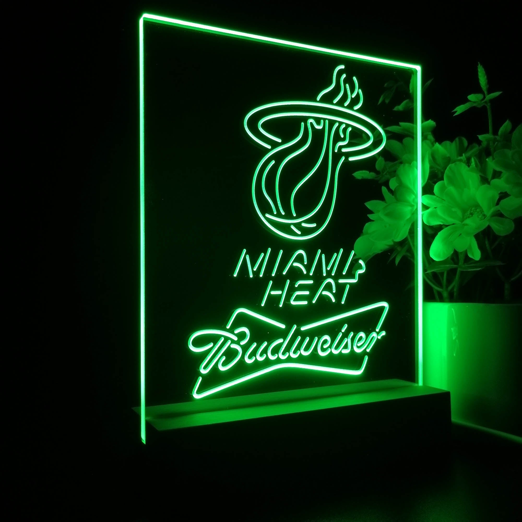 Miami Heat Budweiser 3D LED Optical Illusion Sport Team Night Light