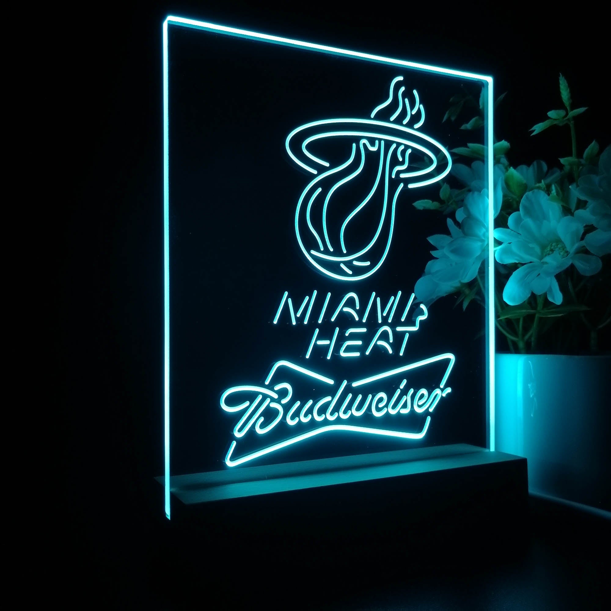 Miami Heat Budweiser 3D LED Optical Illusion Sport Team Night Light