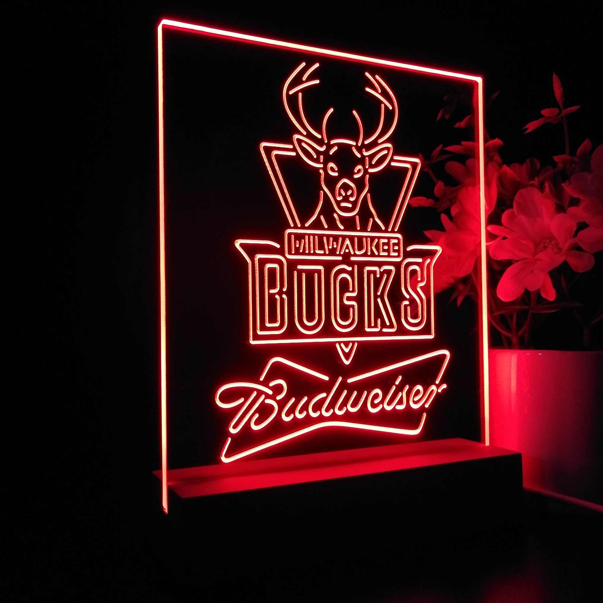 Milwaukee Bucks Budweiser 3D LED Optical Illusion Sport Team Night Light