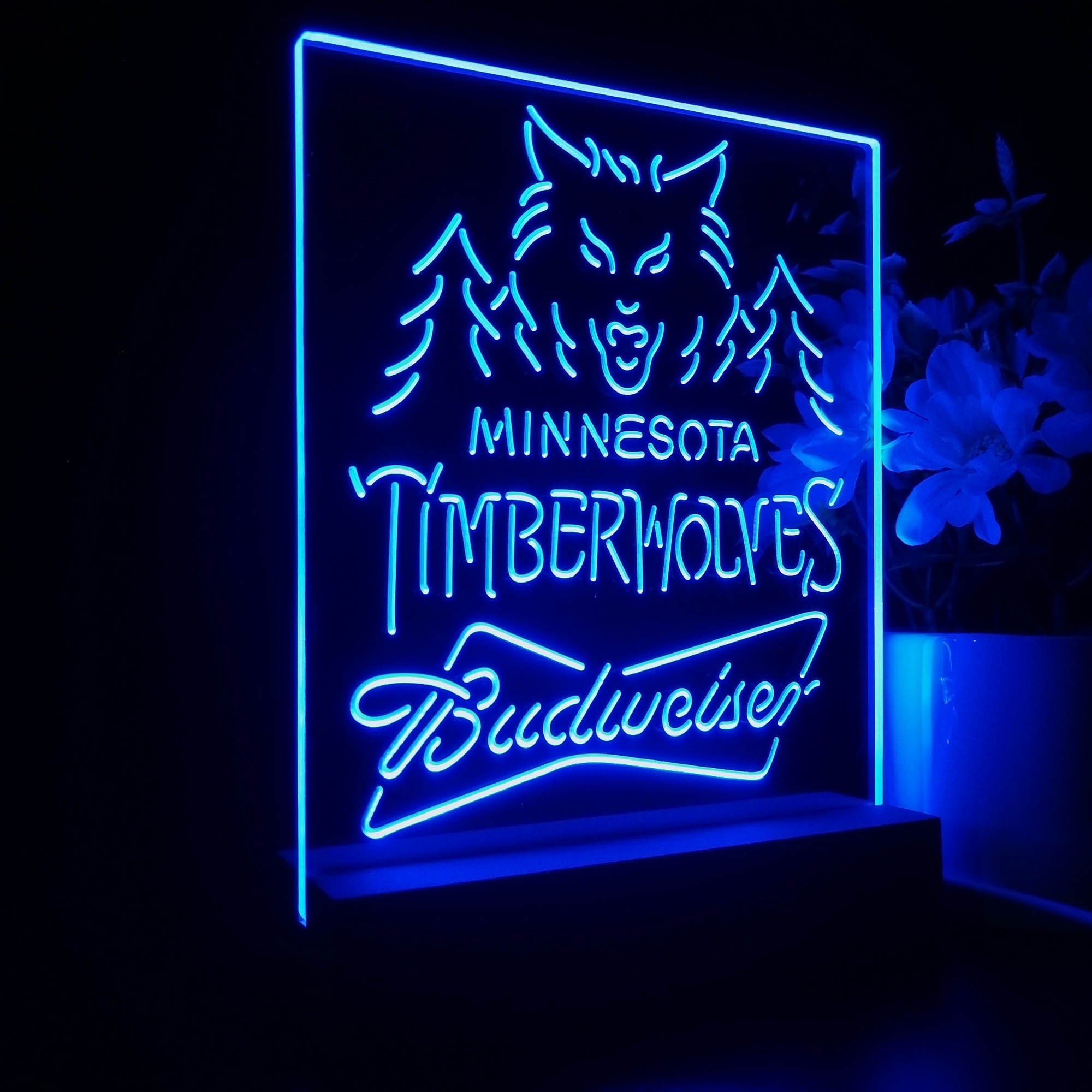 Minnesota Timberwolves Budweiser 3D LED Optical Illusion Sport Team Night Light