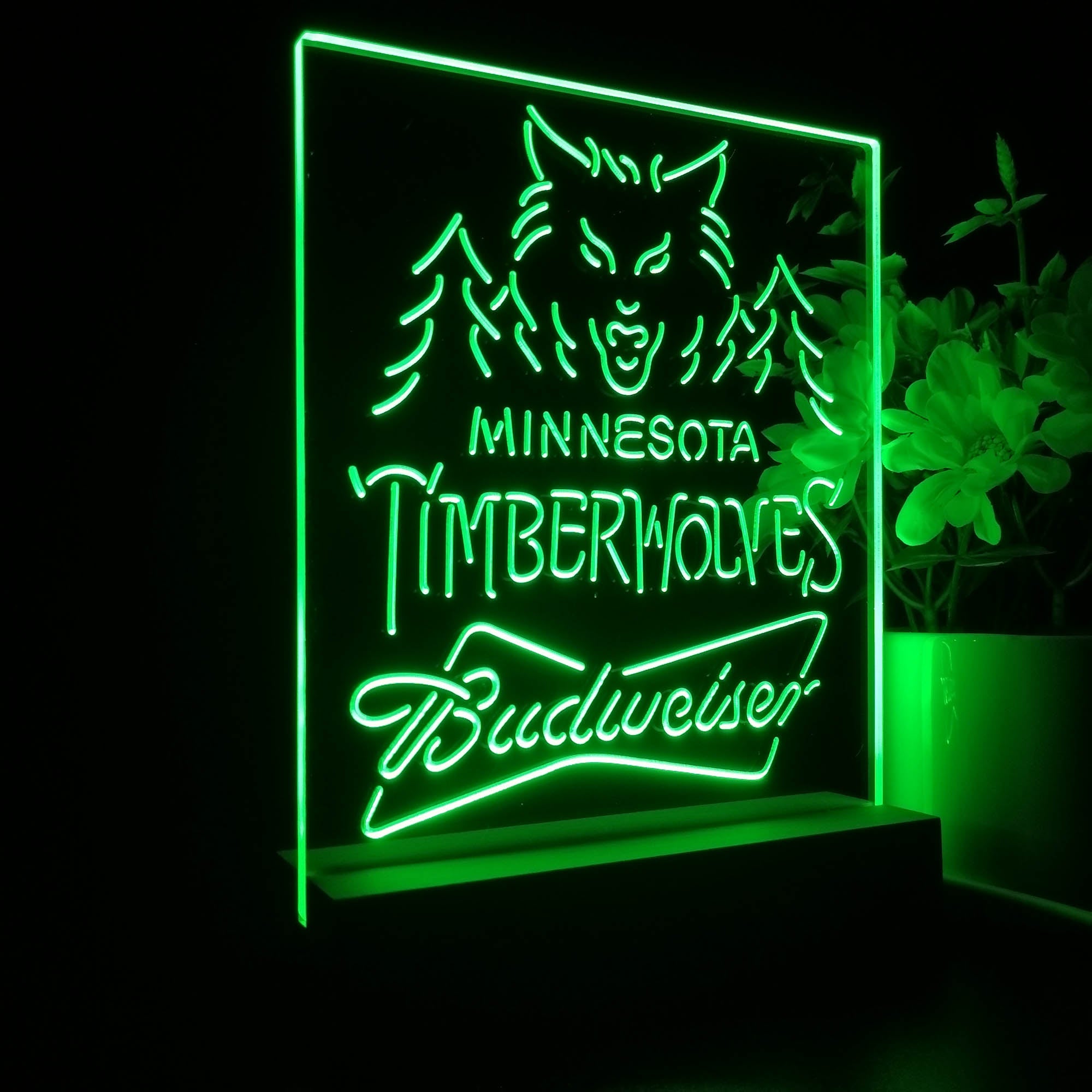 Minnesota Timberwolves Budweiser 3D LED Optical Illusion Sport Team Night Light