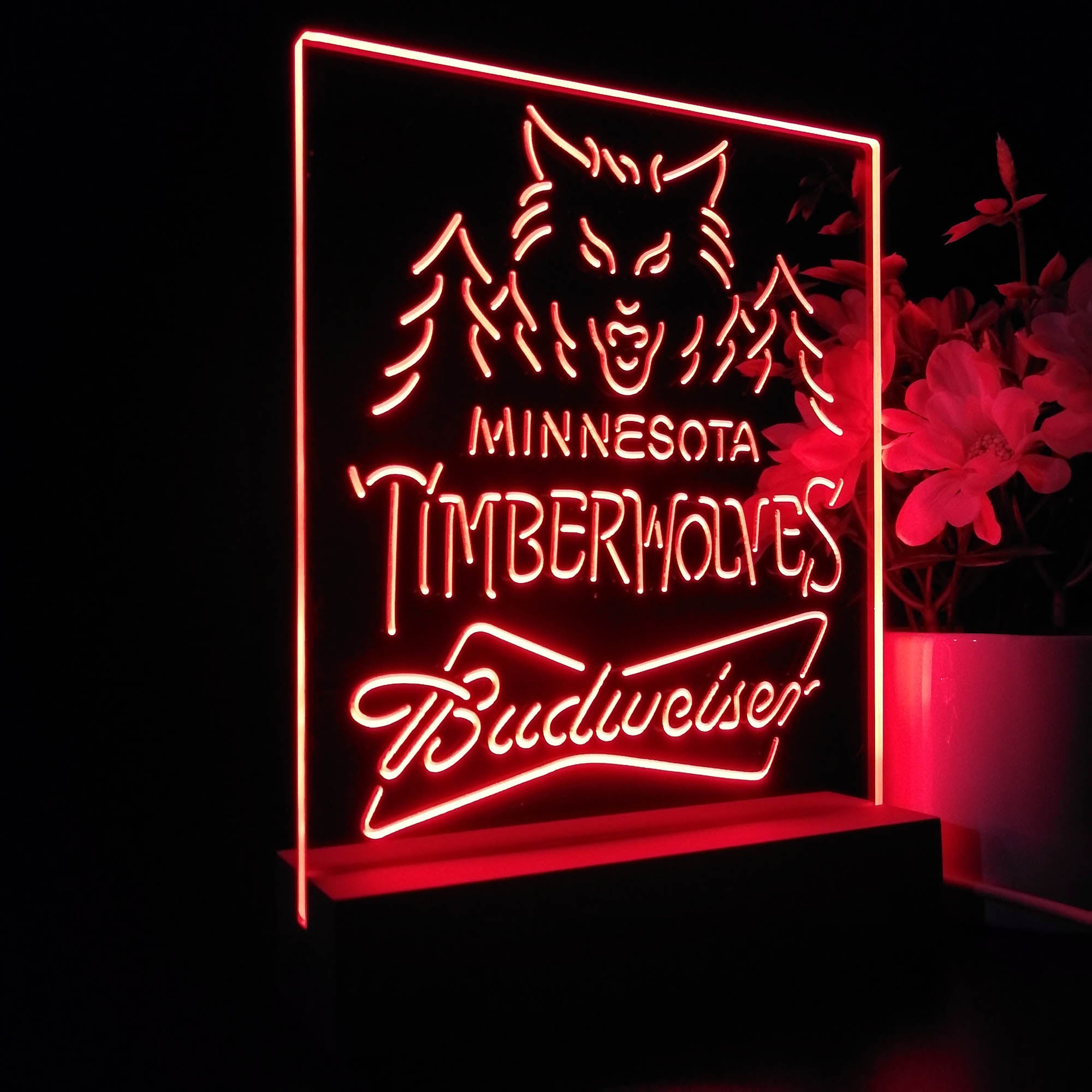 Minnesota Timberwolves Budweiser 3D LED Optical Illusion Sport Team Night Light