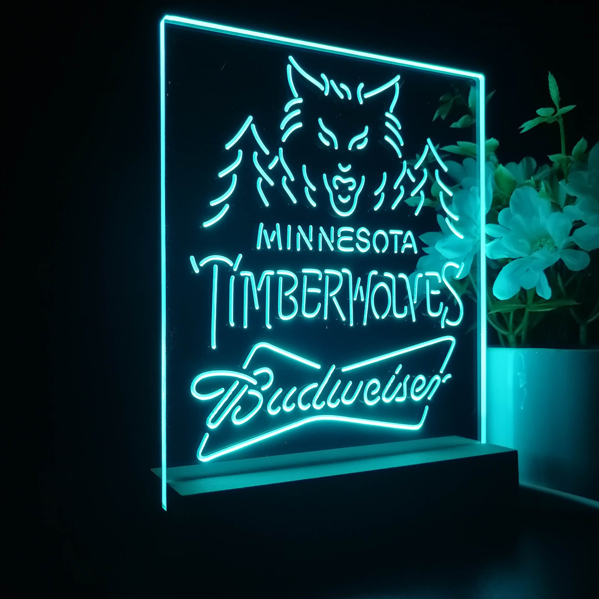 Minnesota Timberwolves Budweiser 3D LED Optical Illusion Sport Team Night Light