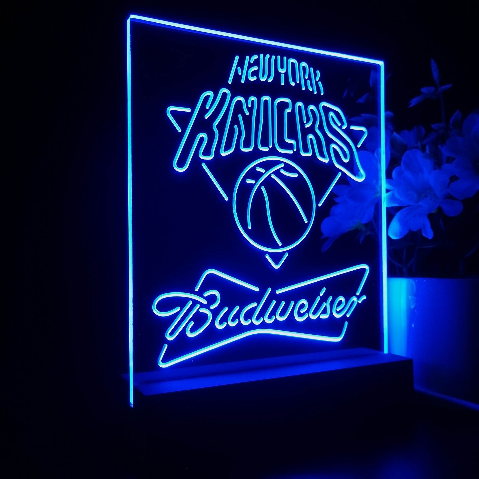 New York Knicks Budweiser 3D LED Optical Illusion Sport Team Night Light