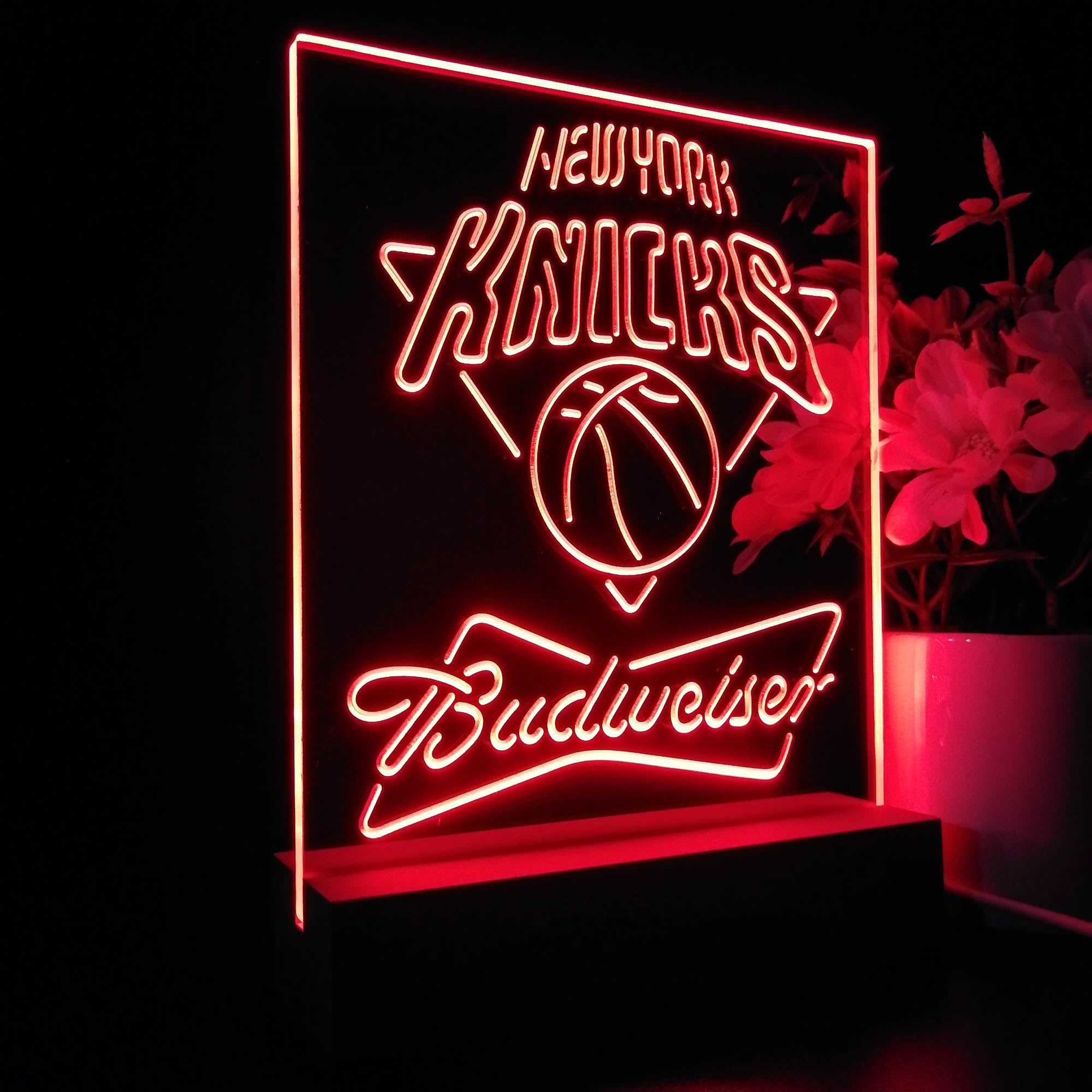 New York Knicks Budweiser 3D LED Optical Illusion Sport Team Night Light