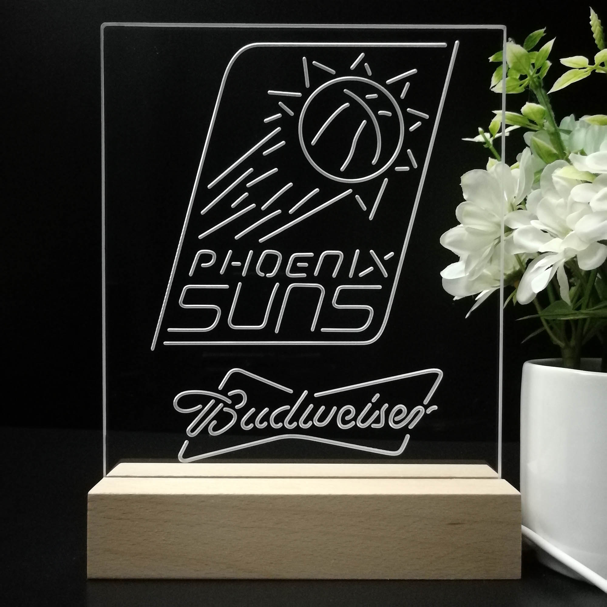 Phoenix Suns Budweiser 3D LED Optical Illusion Sport Team Night Light