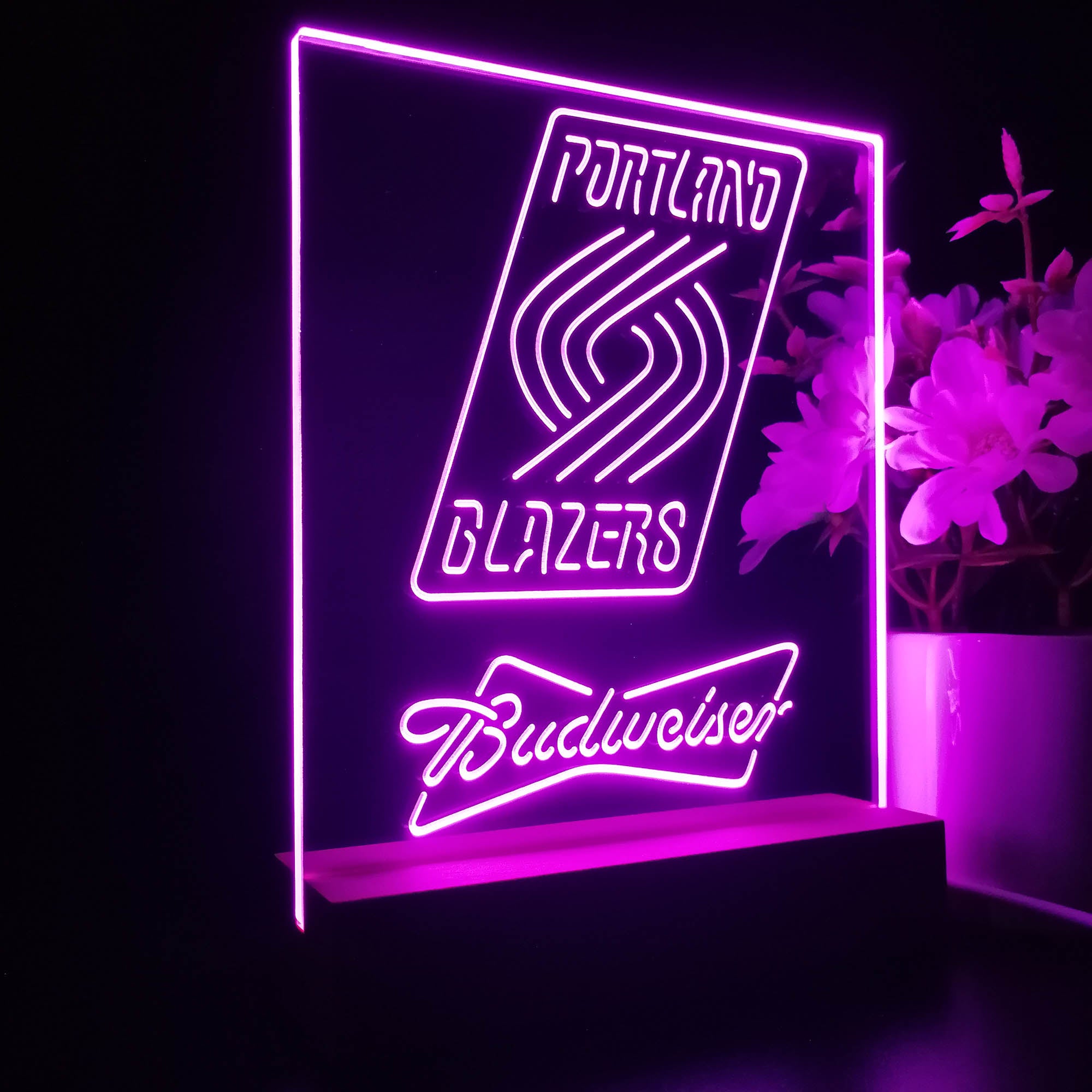 Portland Trail Blazers Budweiser 3D LED Optical Illusion Sport Team Night Light