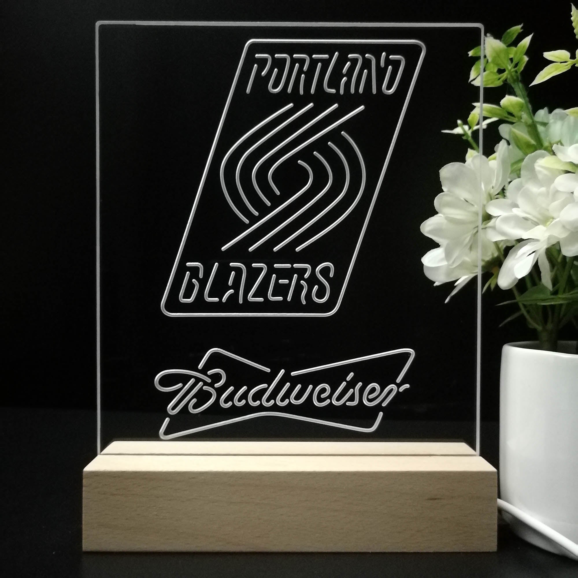 Portland Trail Blazers Budweiser 3D LED Optical Illusion Sport Team Night Light