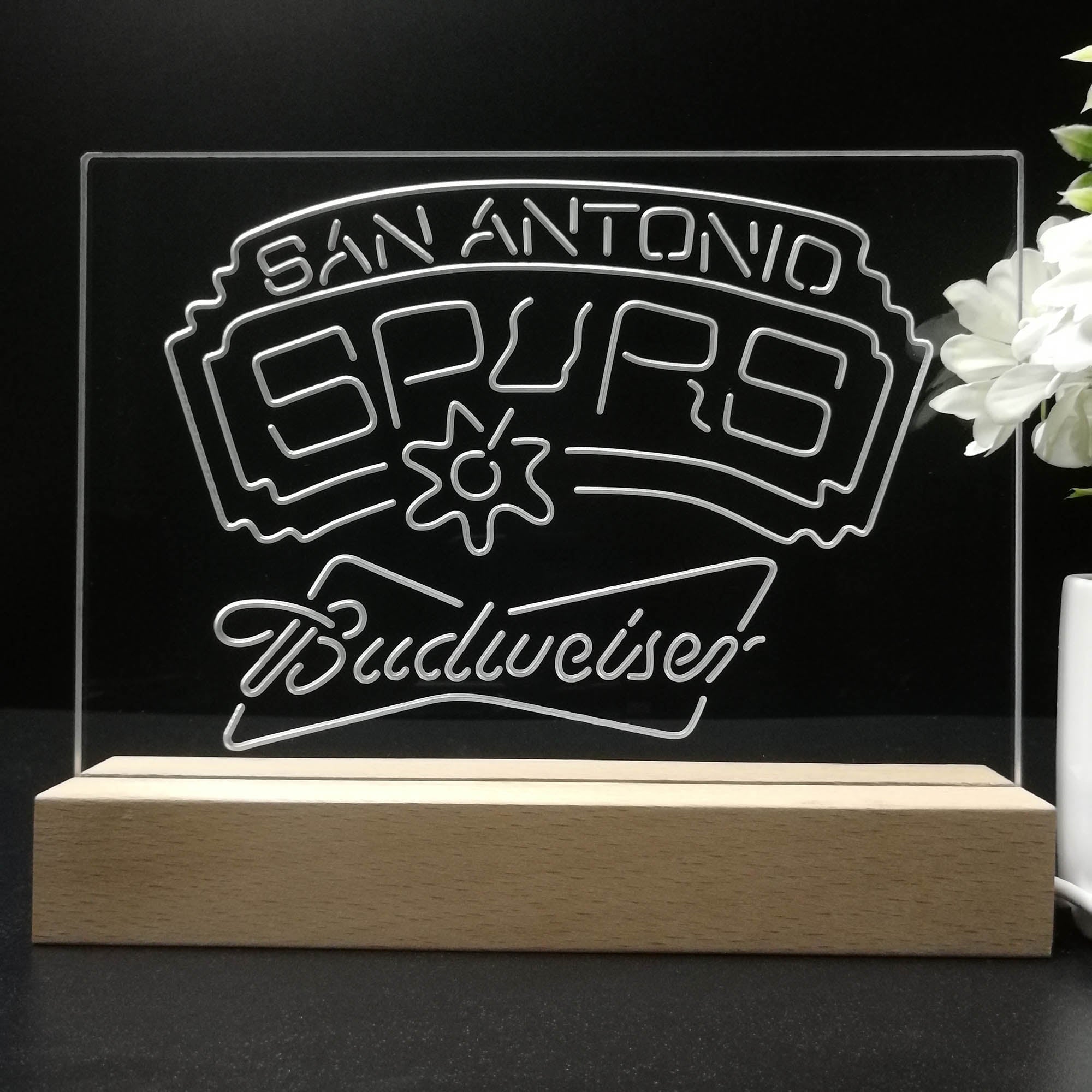 San Antonio Spurs Budweiser Night Light LED Sign