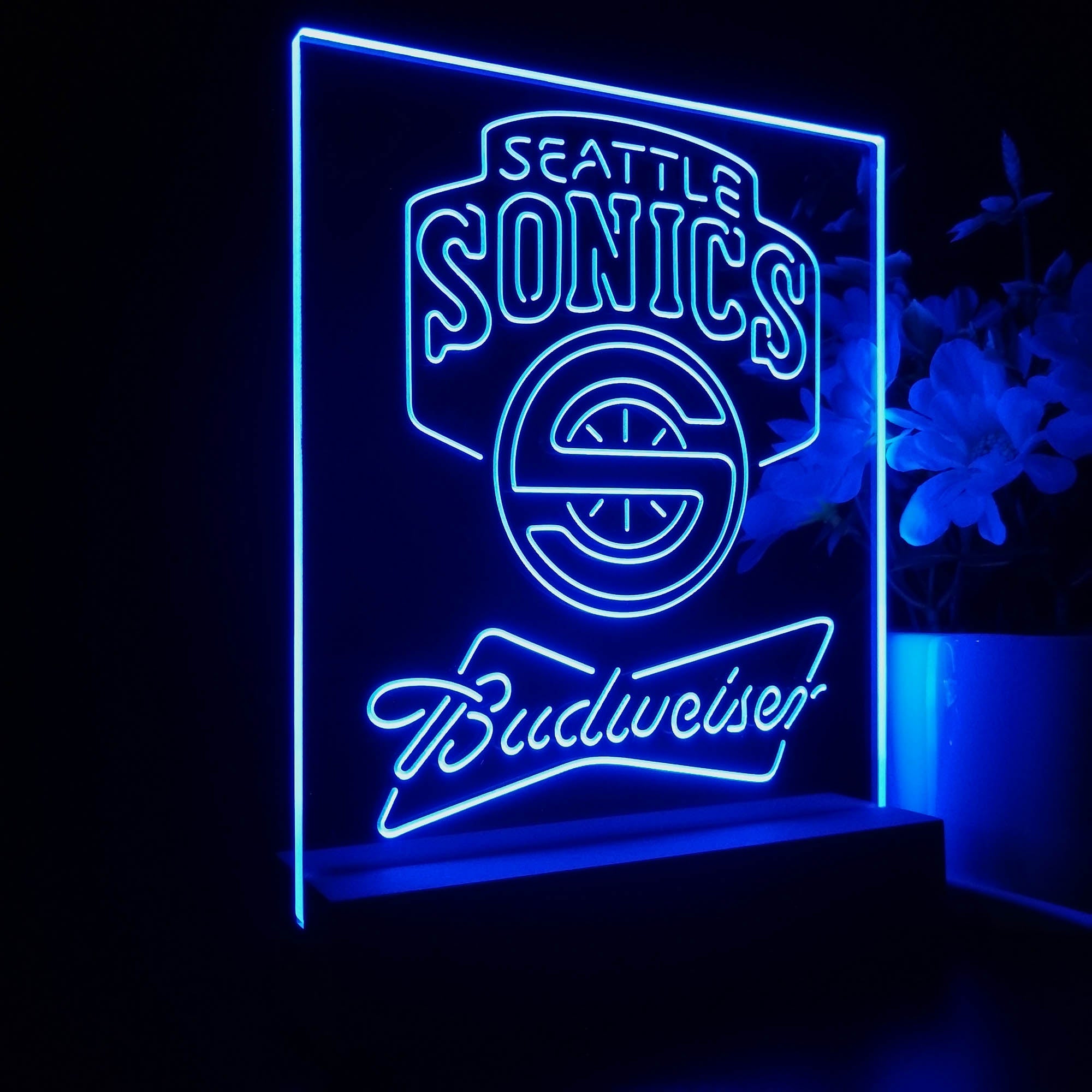 Seattle Supersonics Budweiser 3D LED Optical Illusion Sport Team Night Light