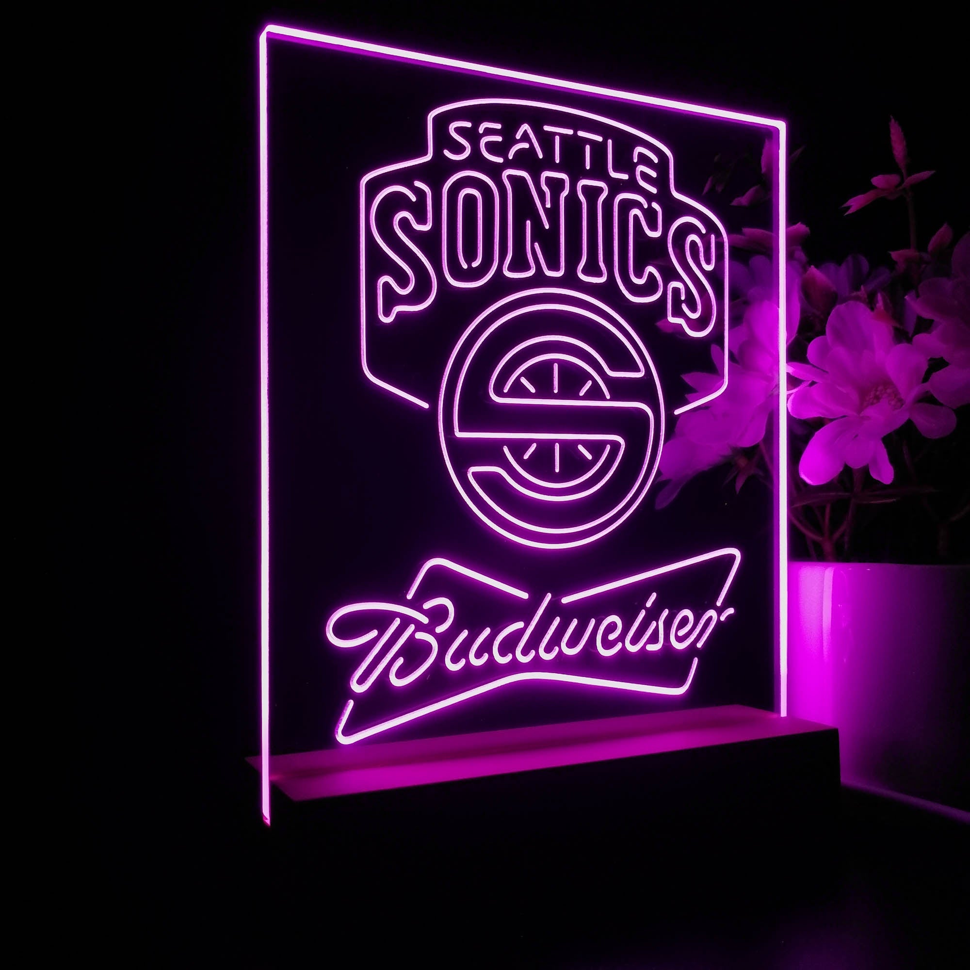 Seattle Supersonics Budweiser 3D LED Optical Illusion Sport Team Night Light